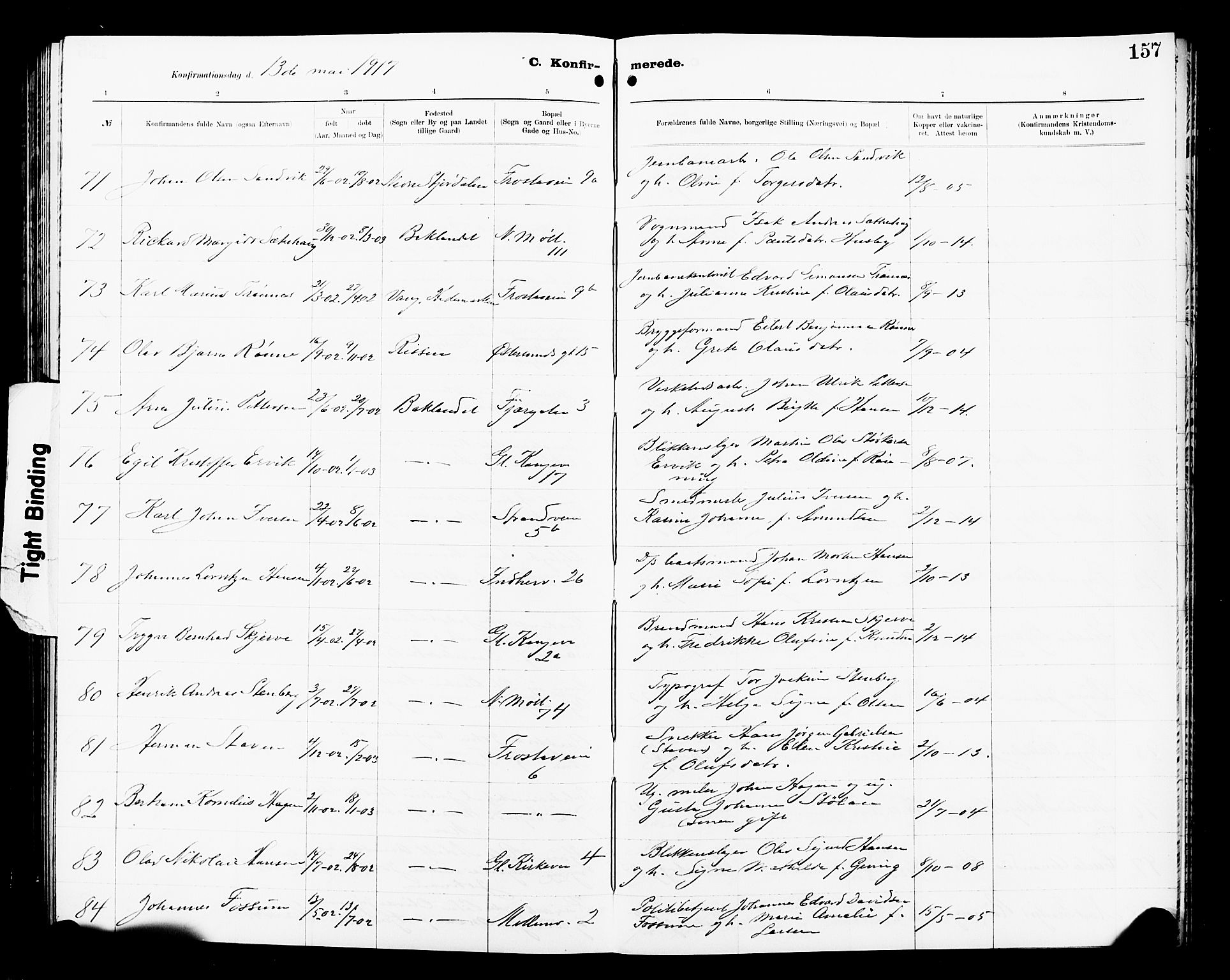 Ministerialprotokoller, klokkerbøker og fødselsregistre - Sør-Trøndelag, AV/SAT-A-1456/605/L0256: Parish register (copy) no. 605C03, 1916-1920, p. 157