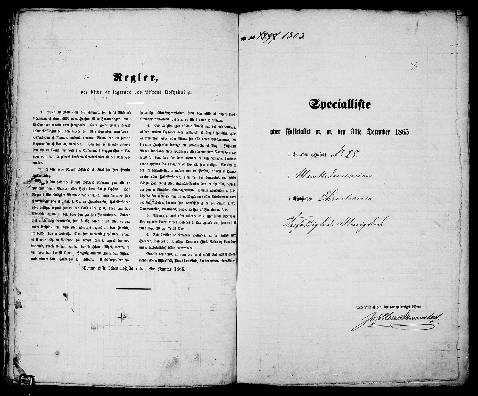 RA, 1865 census for Kristiania, 1865, p. 2953