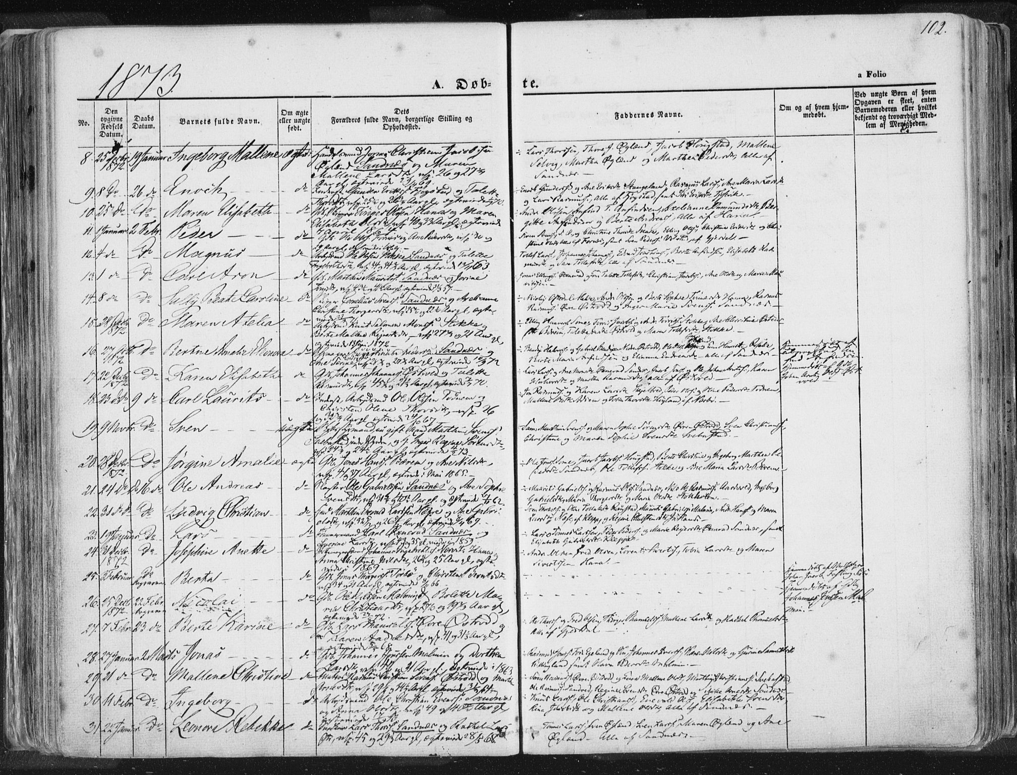 Høyland sokneprestkontor, AV/SAST-A-101799/001/30BA/L0010: Parish register (official) no. A 9.1, 1857-1877, p. 102