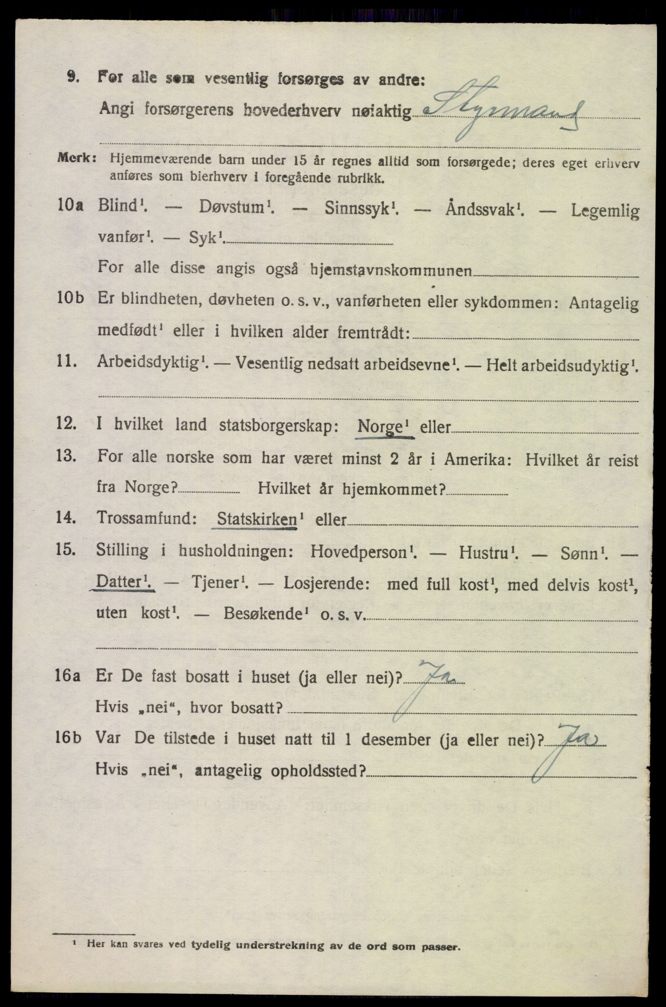 SAK, 1920 census for Oddernes, 1920, p. 6836