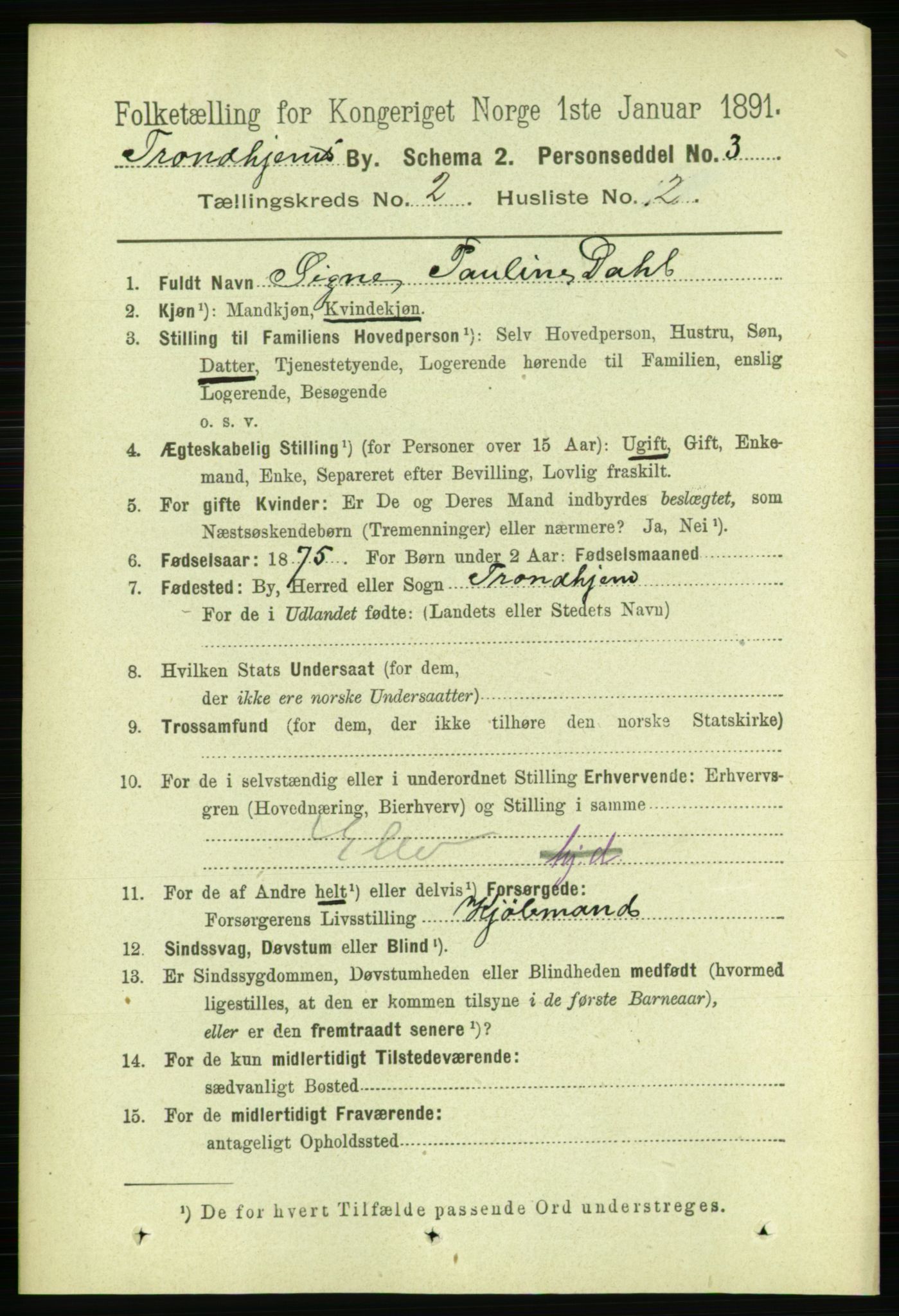 RA, 1891 census for 1601 Trondheim, 1891, p. 3169