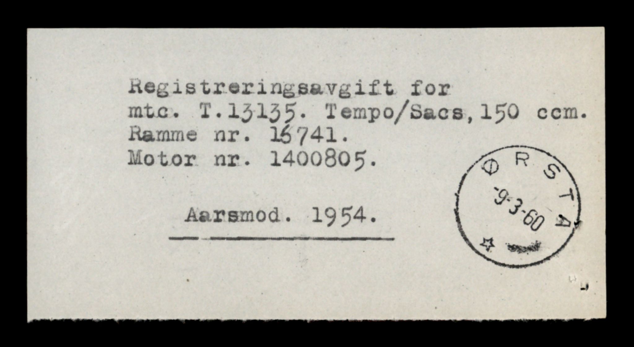 Møre og Romsdal vegkontor - Ålesund trafikkstasjon, AV/SAT-A-4099/F/Fe/L0037: Registreringskort for kjøretøy T 13031 - T 13179, 1927-1998, p. 2080