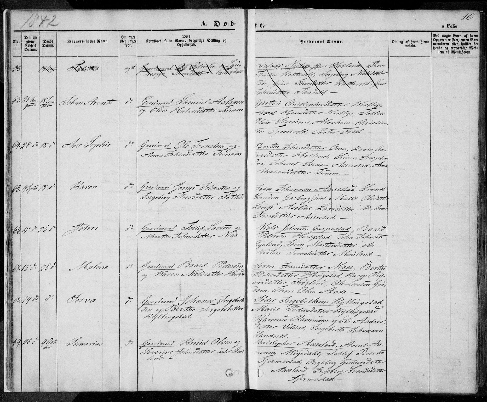 Lye sokneprestkontor, AV/SAST-A-101794/001/30BA/L0005: Parish register (official) no. A 5.1, 1842-1855, p. 10