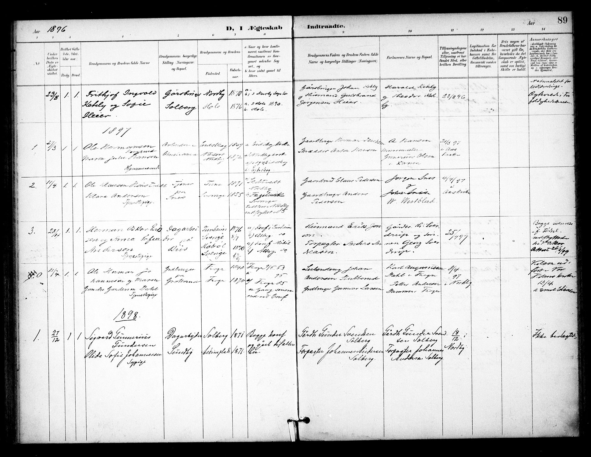 Ås prestekontor Kirkebøker, AV/SAO-A-10894/F/Fb/L0002: Parish register (official) no. II 2, 1895-1916, p. 89