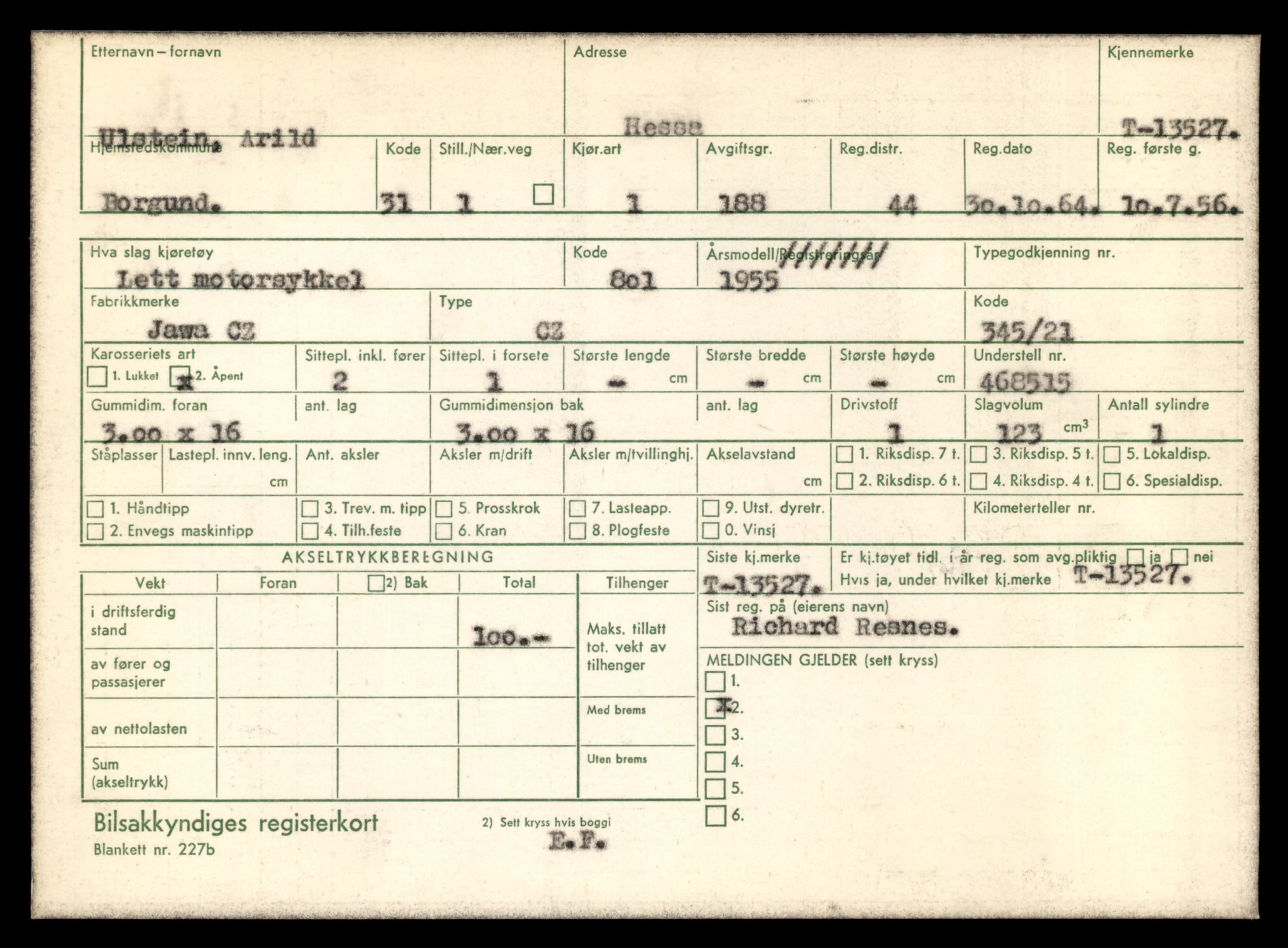 Møre og Romsdal vegkontor - Ålesund trafikkstasjon, AV/SAT-A-4099/F/Fe/L0039: Registreringskort for kjøretøy T 13361 - T 13530, 1927-1998, p. 2939