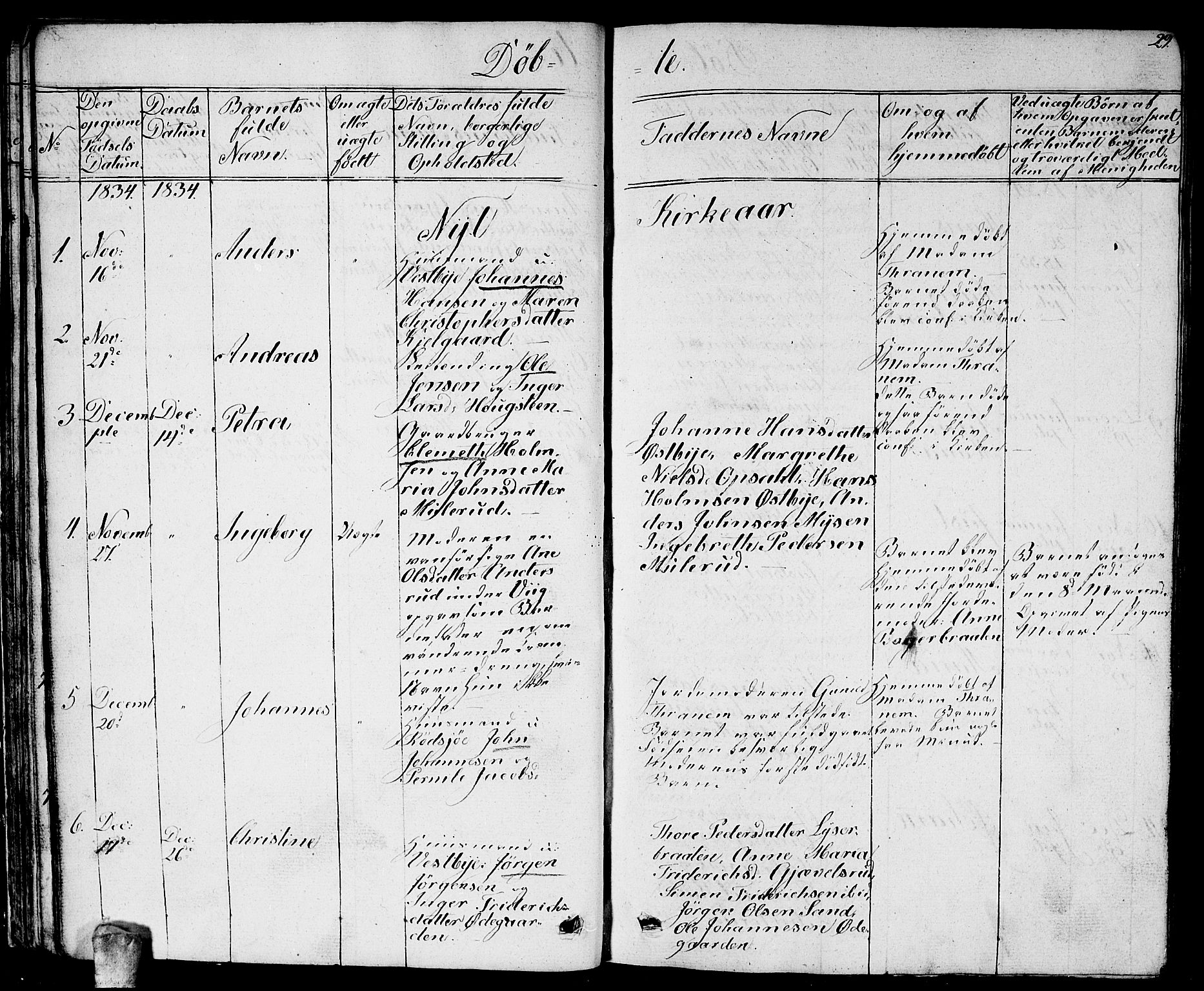 Enebakk prestekontor Kirkebøker, AV/SAO-A-10171c/G/Ga/L0003: Parish register (copy) no. I 3, 1833-1849, p. 29