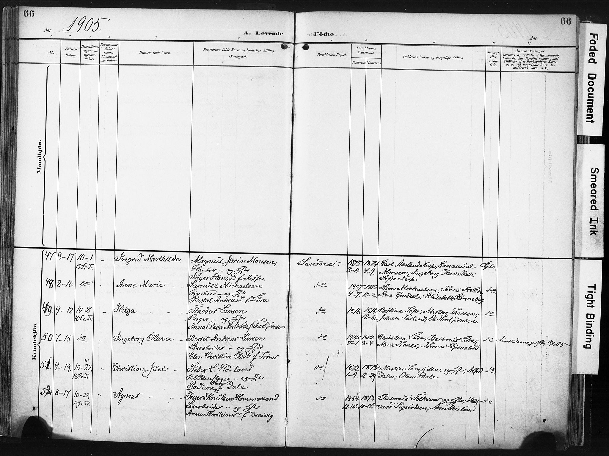 Høyland sokneprestkontor, AV/SAST-A-101799/001/30BA/L0016: Parish register (official) no. A 16, 1899-1911, p. 66