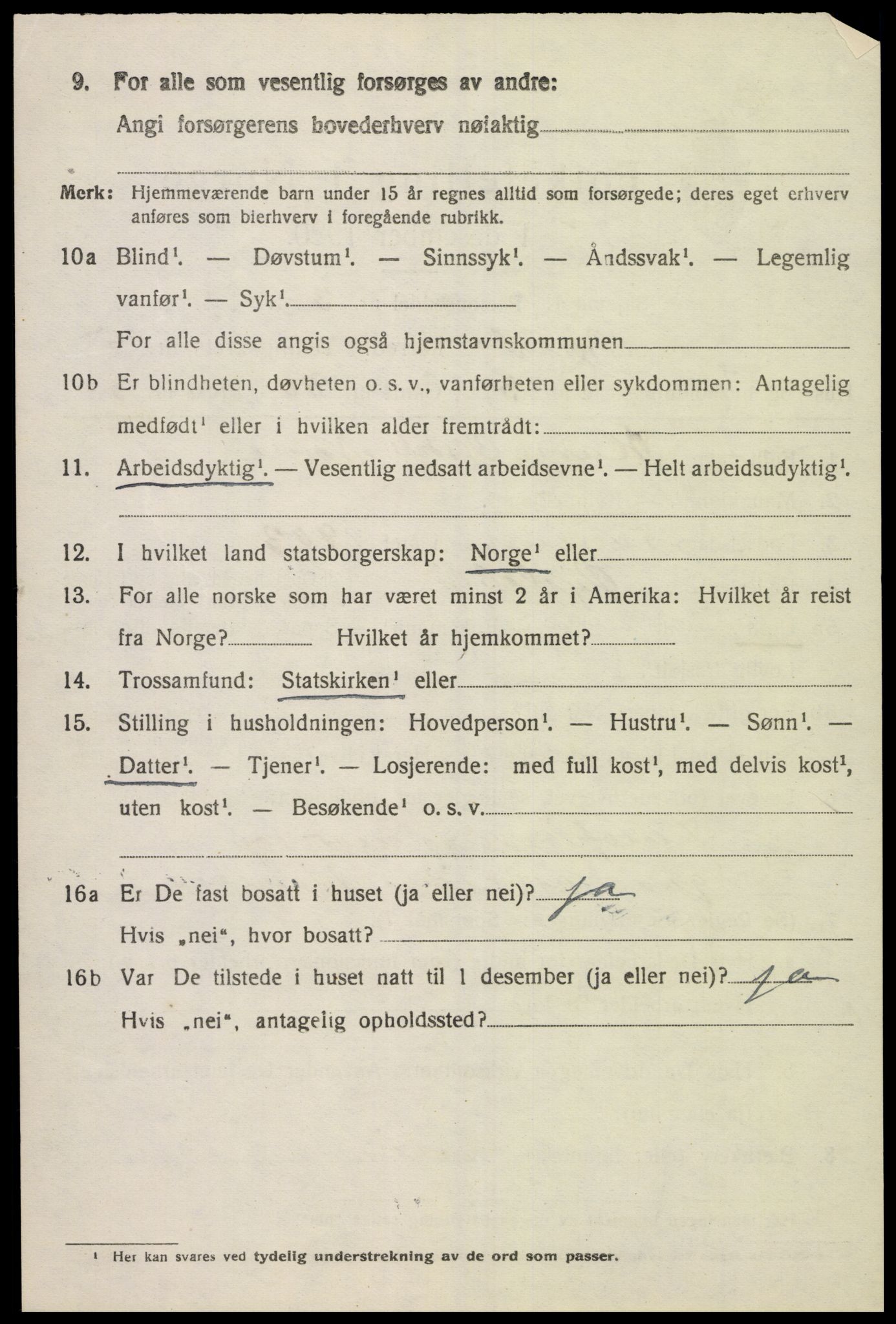 SAK, 1920 census for Øyslebø, 1920, p. 1309