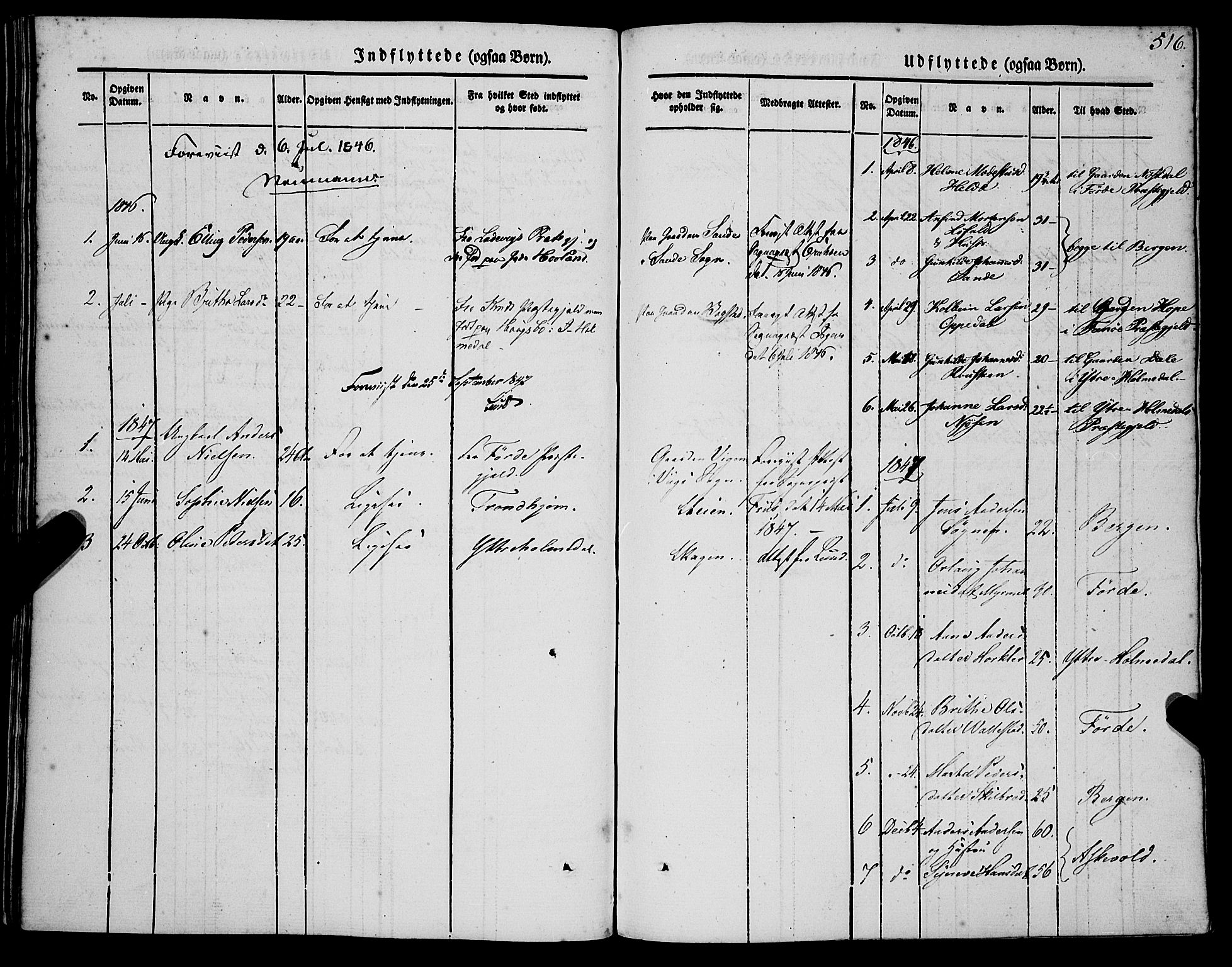 Gaular sokneprestembete, SAB/A-80001/H/Haa: Parish register (official) no. A 4II, 1841-1859, p. 516