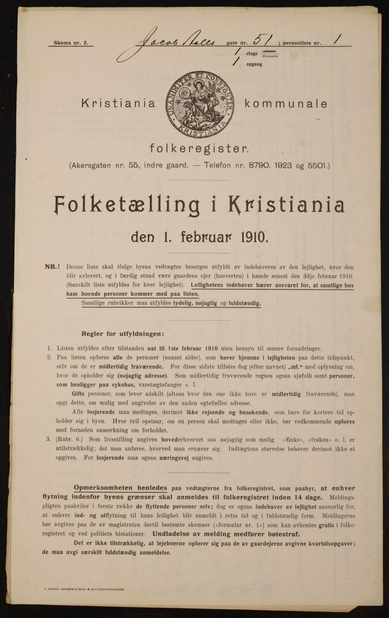 OBA, Municipal Census 1910 for Kristiania, 1910, p. 44132