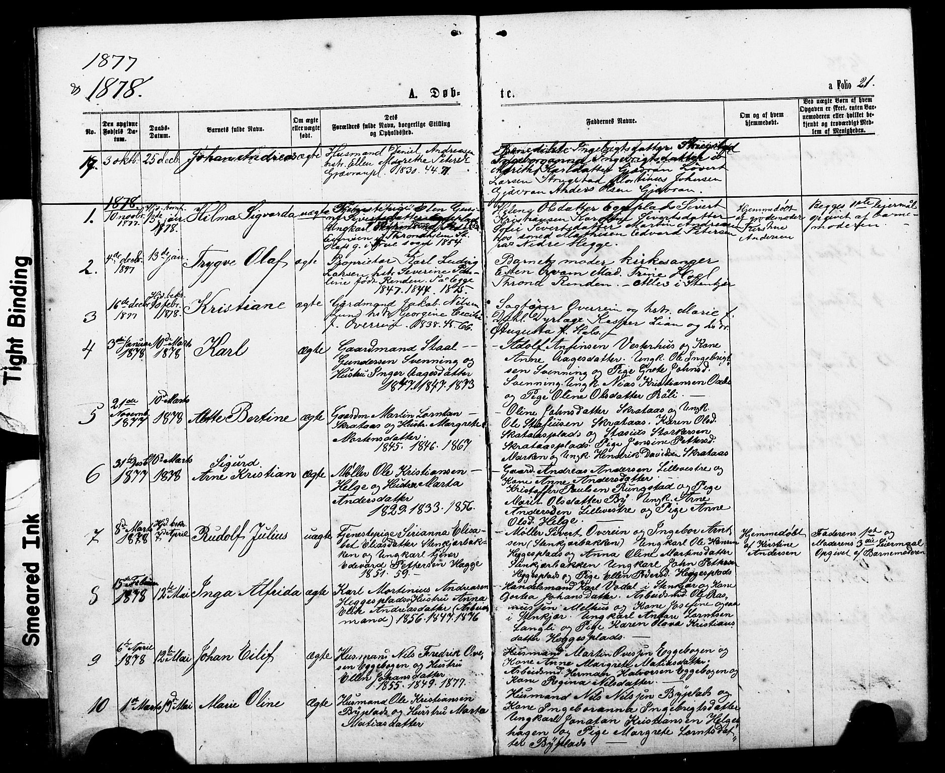 Ministerialprotokoller, klokkerbøker og fødselsregistre - Nord-Trøndelag, SAT/A-1458/740/L0380: Parish register (copy) no. 740C01, 1868-1902, p. 21