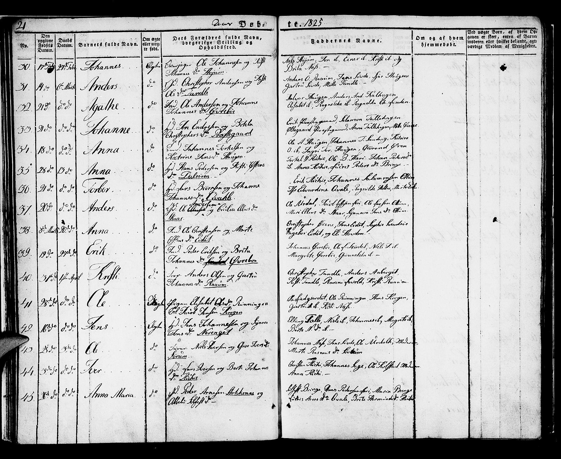 Luster sokneprestembete, AV/SAB-A-81101/H/Haa/Haaa/L0004: Parish register (official) no. A 4, 1821-1832, p. 21