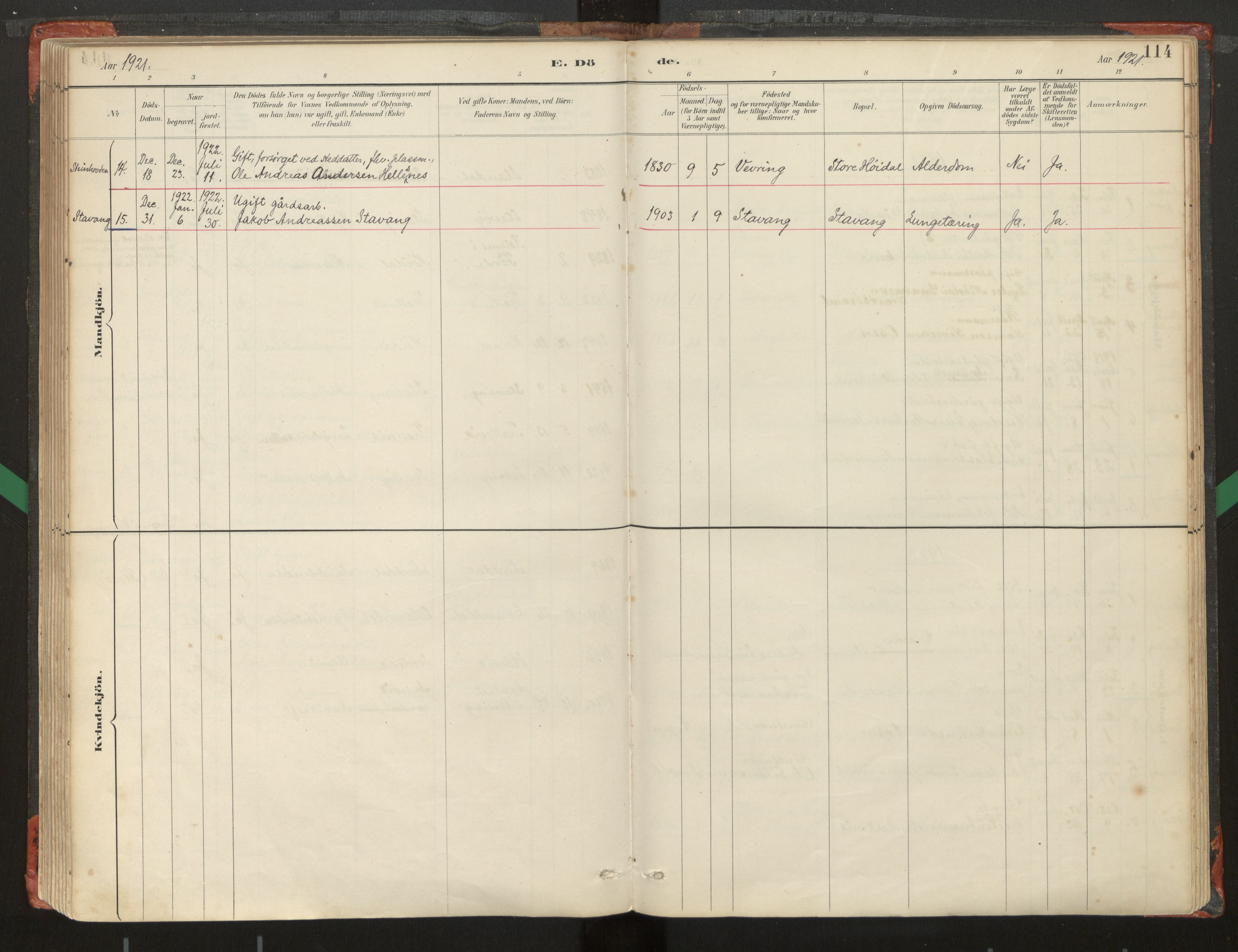 Kinn sokneprestembete, AV/SAB-A-80801/H/Haa/Haad/L0006: Parish register (official) no. D 6, 1886-1945, p. 114