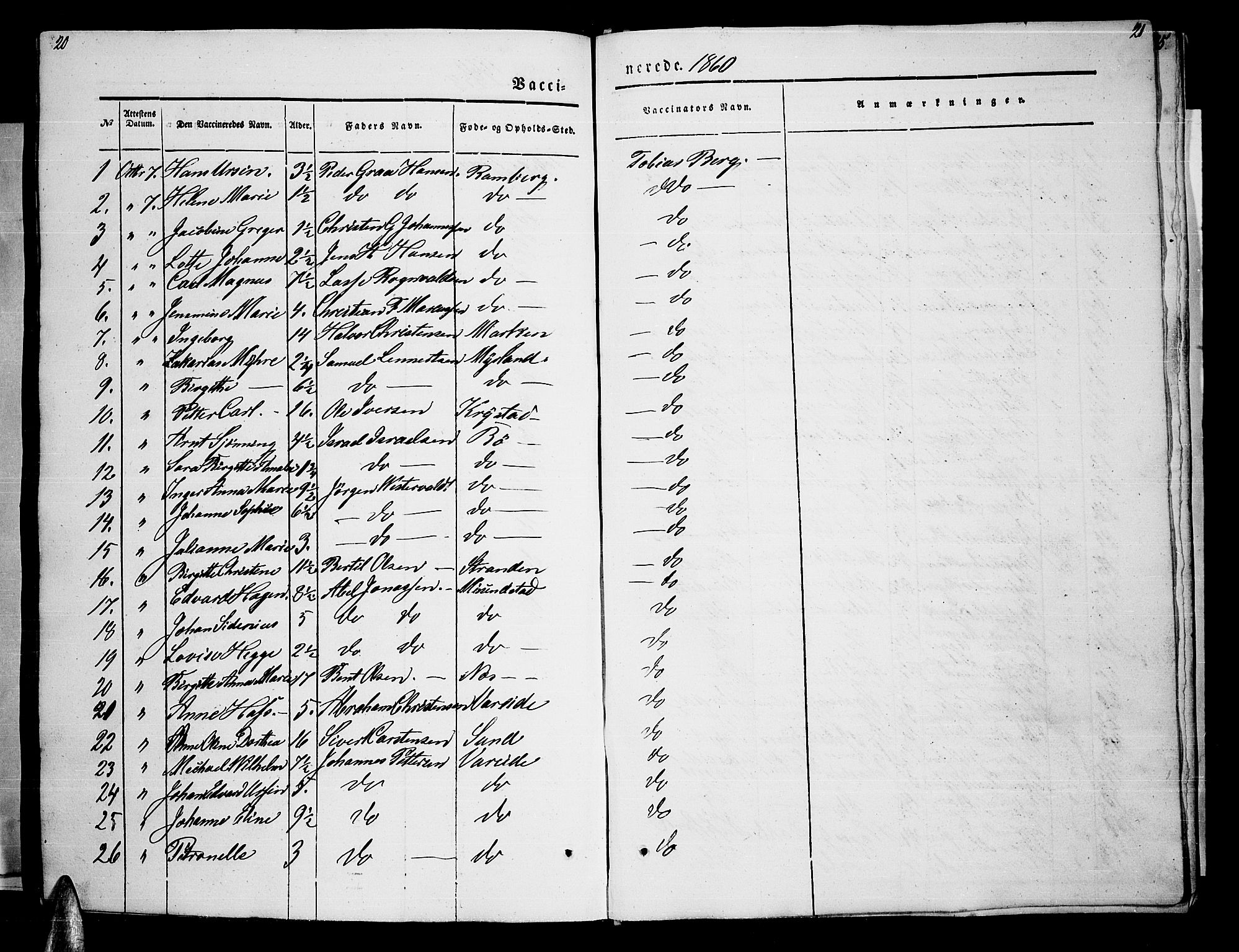 Ministerialprotokoller, klokkerbøker og fødselsregistre - Nordland, AV/SAT-A-1459/885/L1212: Parish register (copy) no. 885C01, 1847-1873, p. 20-21