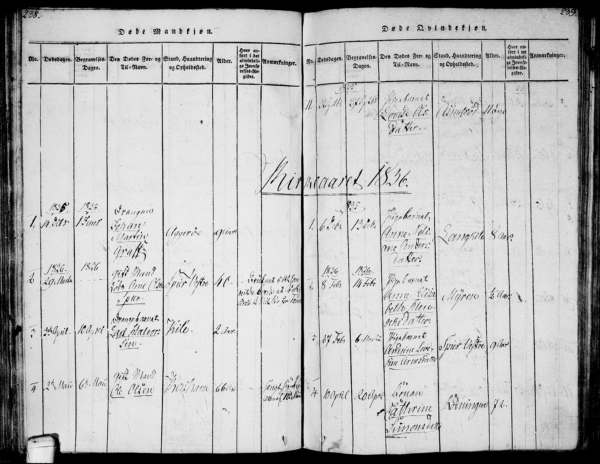 Hvaler prestekontor Kirkebøker, SAO/A-2001/F/Fa/L0005: Parish register (official) no. I 5, 1816-1845, p. 238-239