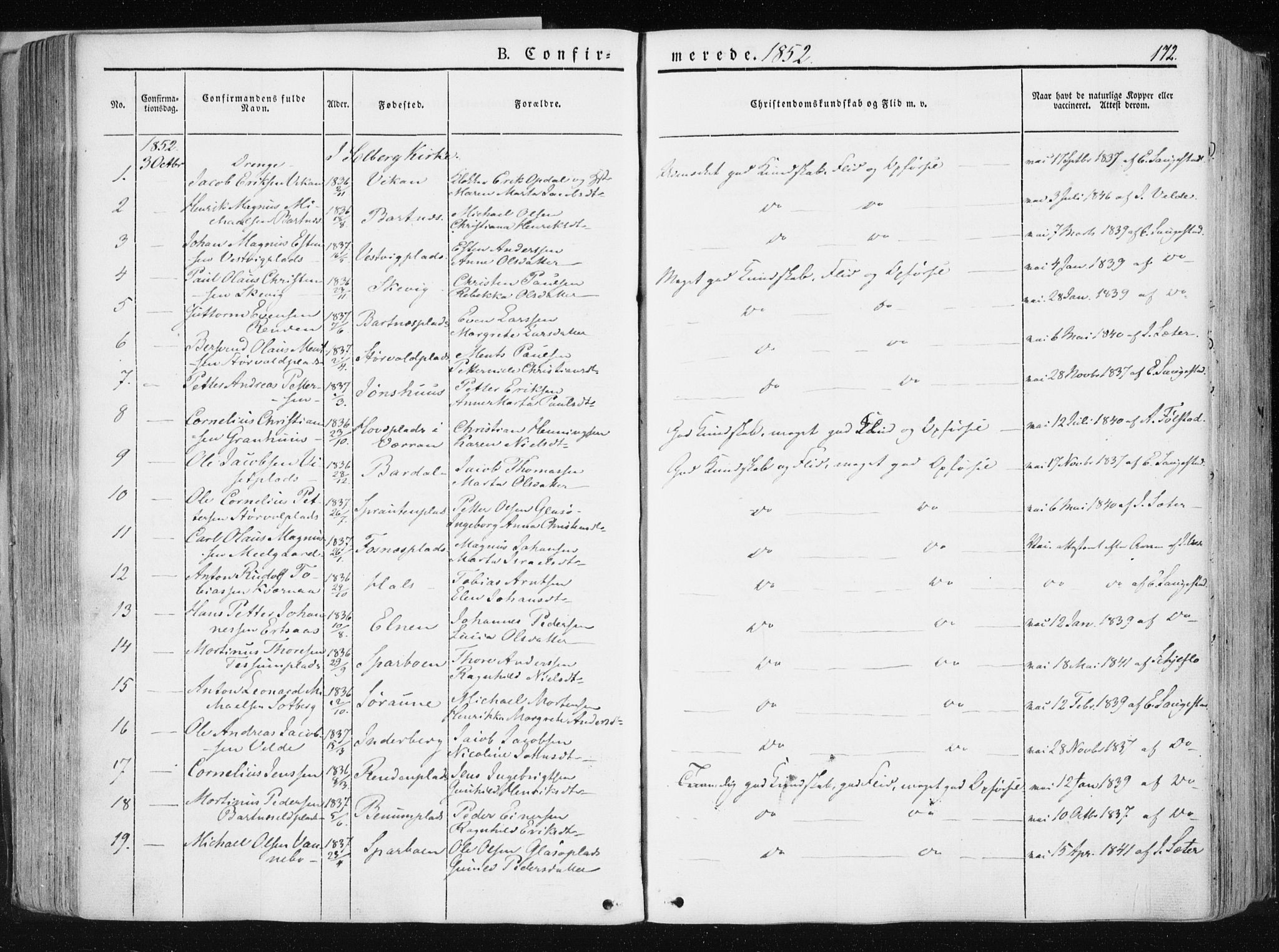 Ministerialprotokoller, klokkerbøker og fødselsregistre - Nord-Trøndelag, SAT/A-1458/741/L0393: Parish register (official) no. 741A07, 1849-1863, p. 172