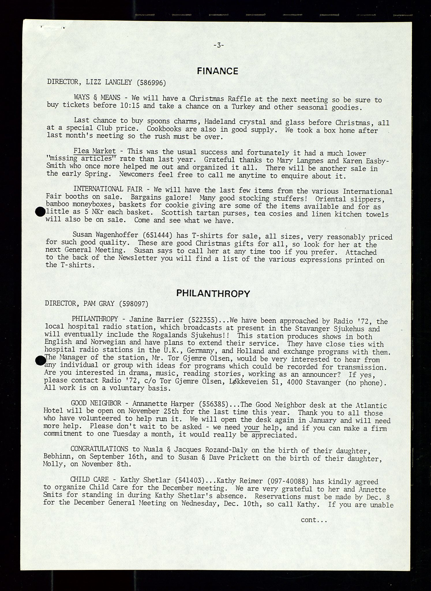 PA 1547 - Petroleum Wives Club, AV/SAST-A-101974/X/Xa/L0002: Newsletter, 1979-1987