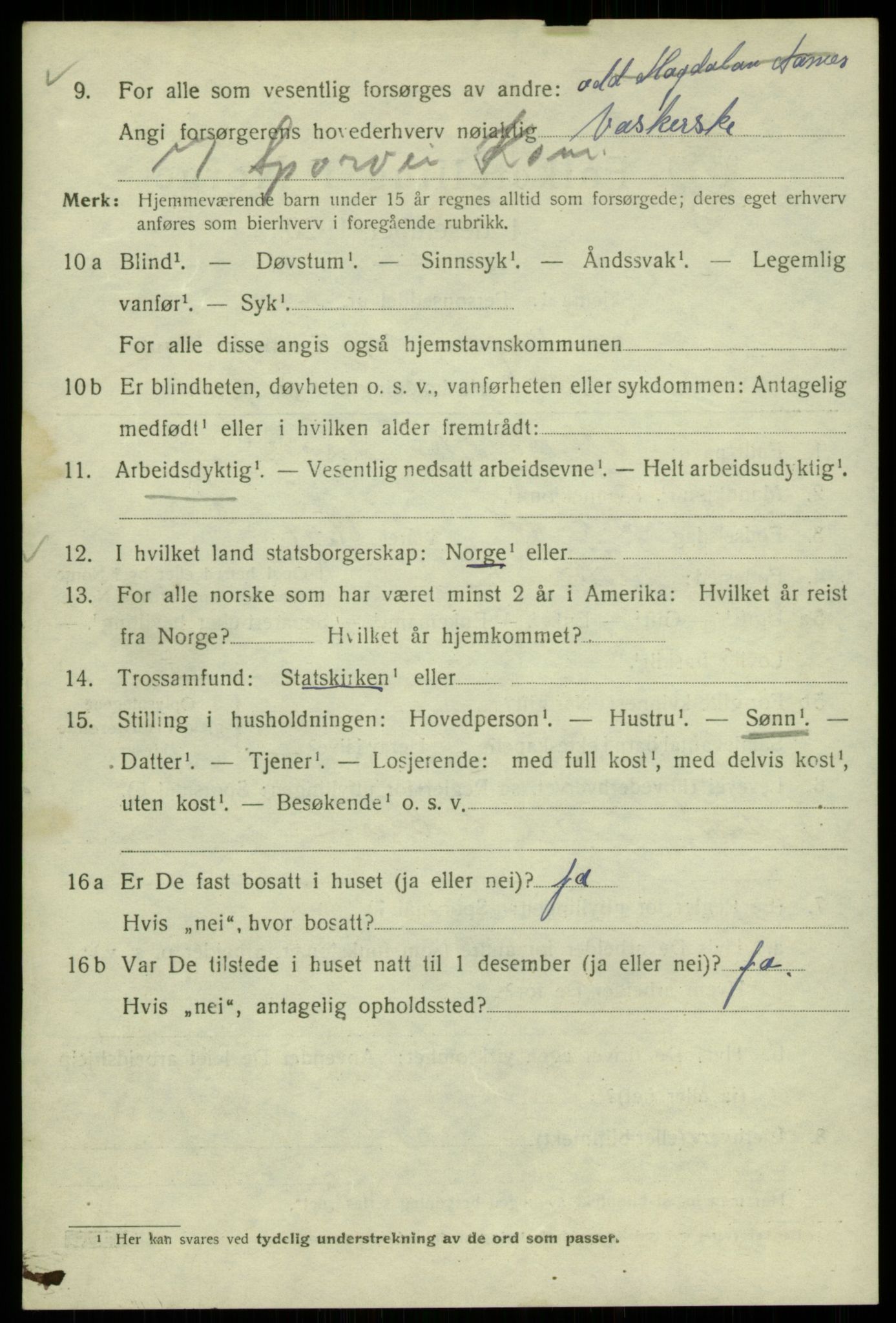 SAB, 1920 census for Bergen, 1920, p. 60260