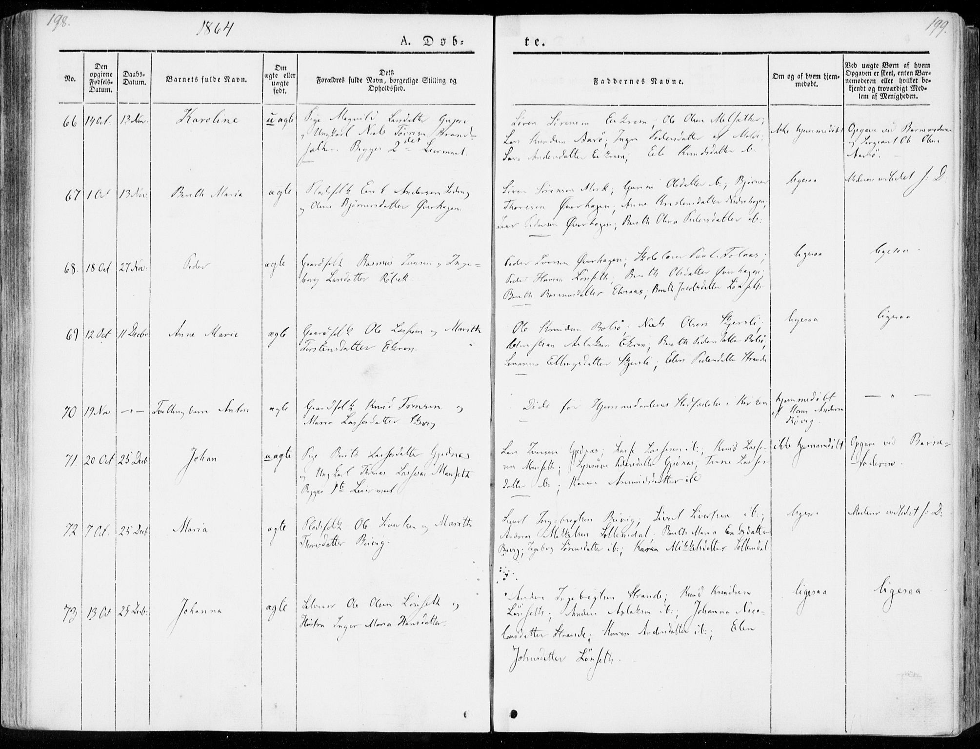 Ministerialprotokoller, klokkerbøker og fødselsregistre - Møre og Romsdal, AV/SAT-A-1454/555/L0653: Parish register (official) no. 555A04, 1843-1869, p. 198-199