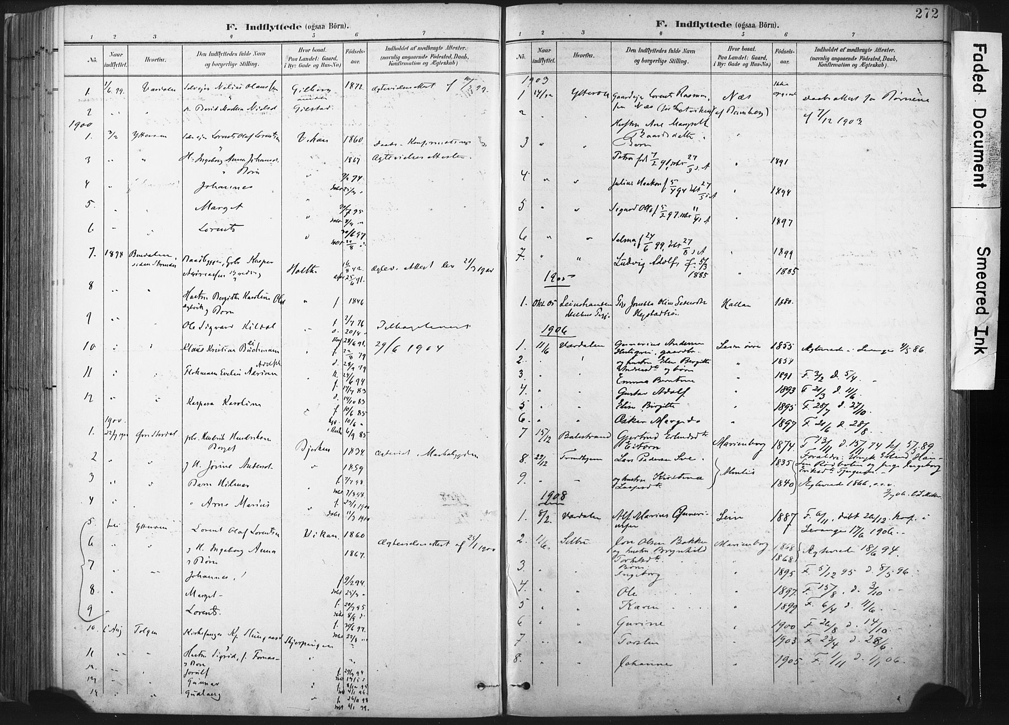Ministerialprotokoller, klokkerbøker og fødselsregistre - Nord-Trøndelag, SAT/A-1458/717/L0162: Parish register (official) no. 717A12, 1898-1923, p. 272