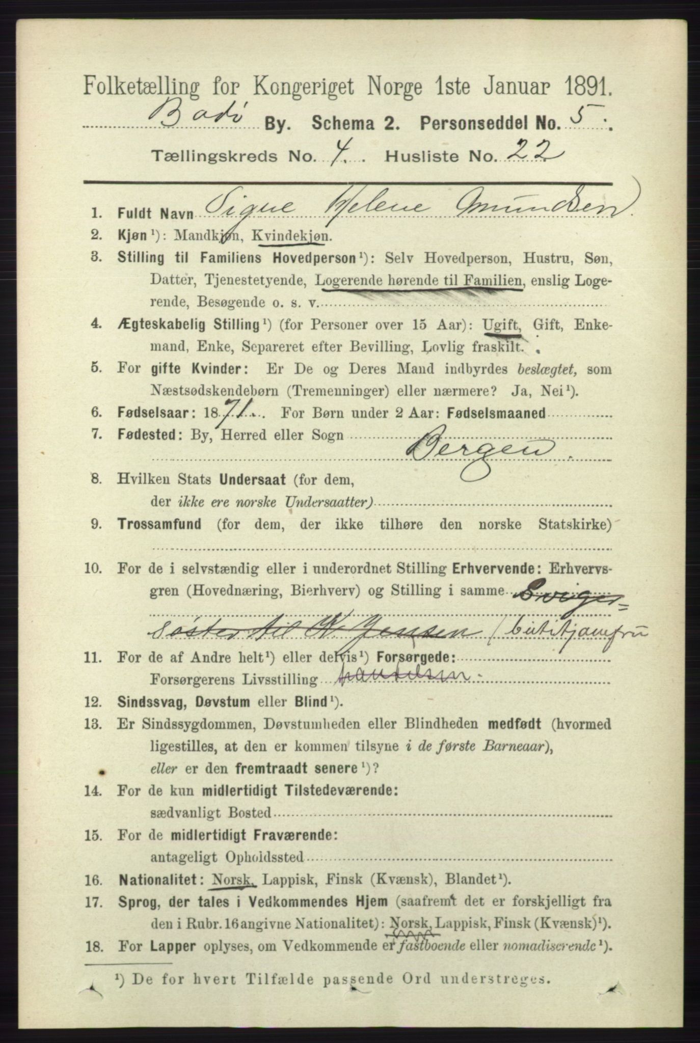 RA, 1891 census for 1804 Bodø, 1891, p. 3236