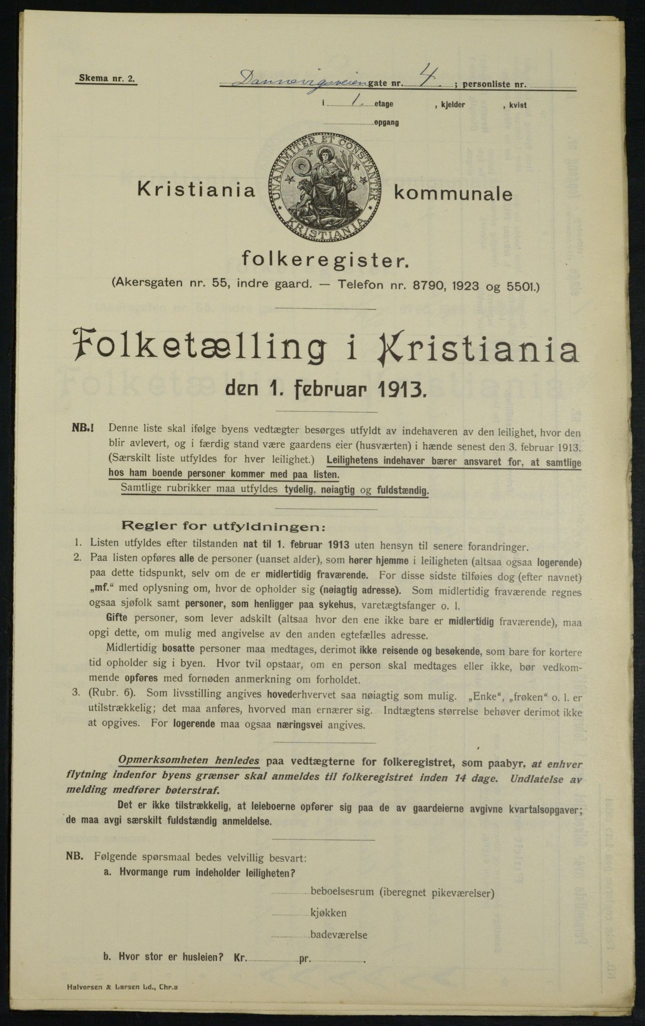 OBA, Municipal Census 1913 for Kristiania, 1913, p. 15112