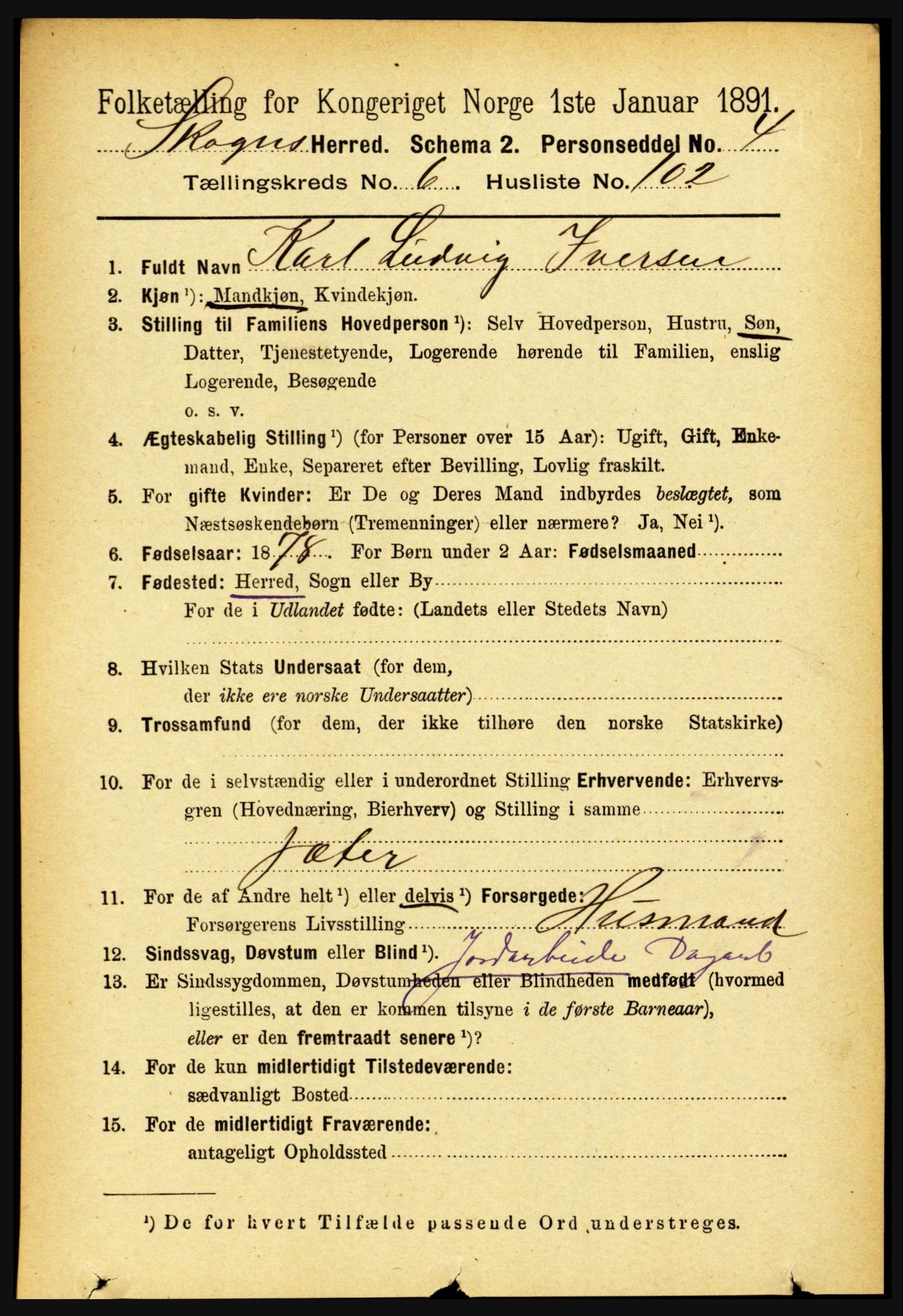 RA, 1891 census for 1719 Skogn, 1891, p. 4070