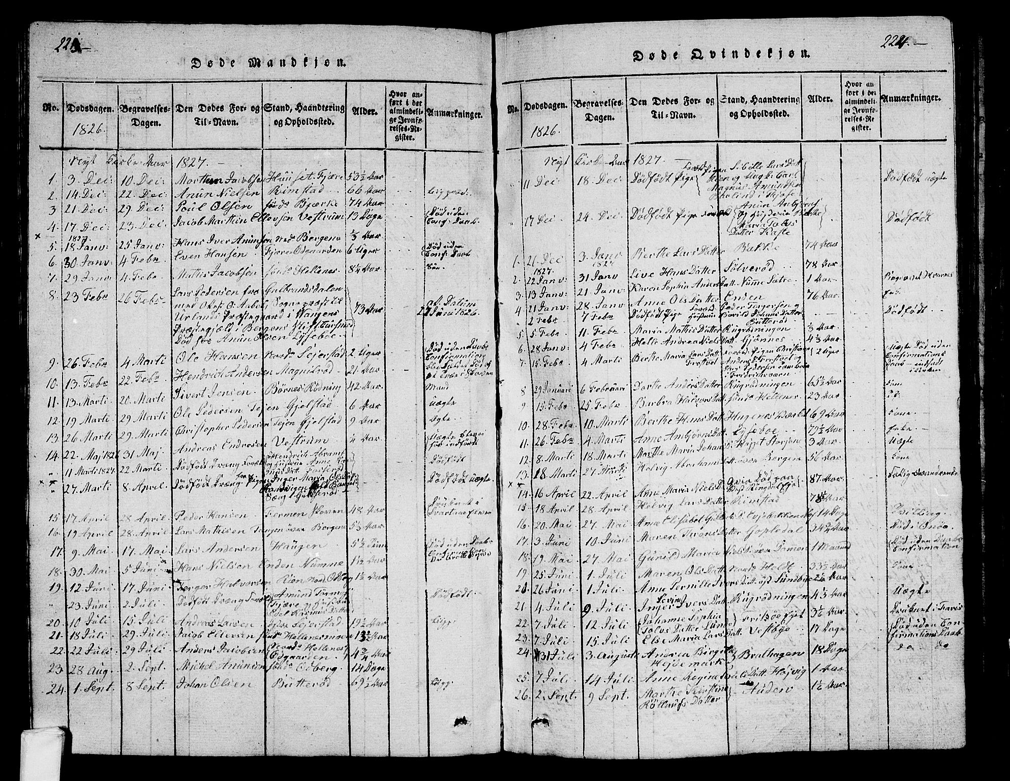 Hedrum kirkebøker, AV/SAKO-A-344/G/Ga/L0003: Parish register (copy) no. I 3, 1817-1835, p. 223-224