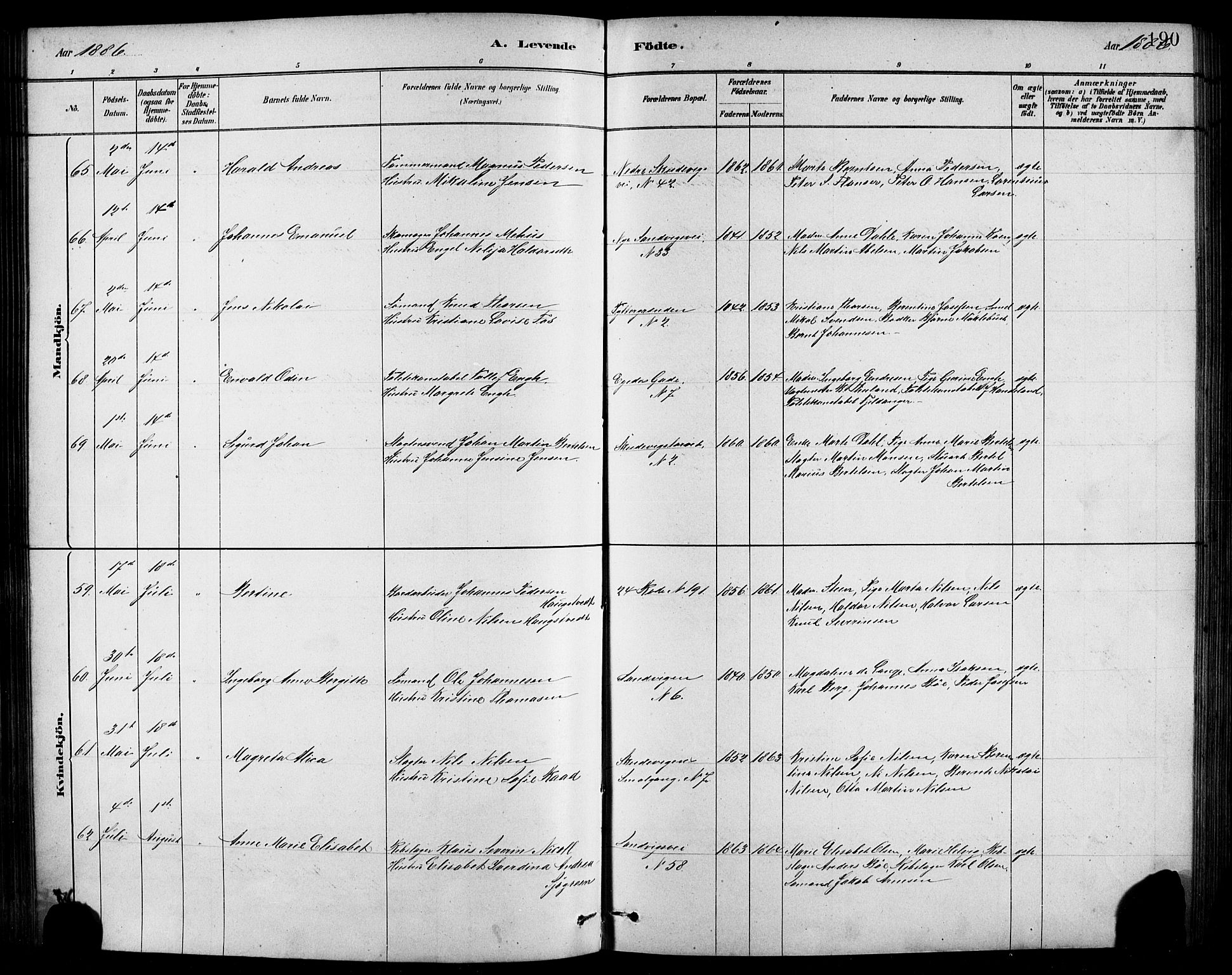 Sandviken Sokneprestembete, AV/SAB-A-77601/H/Hb/L0001: Parish register (copy) no. A 2, 1879-1892, p. 190