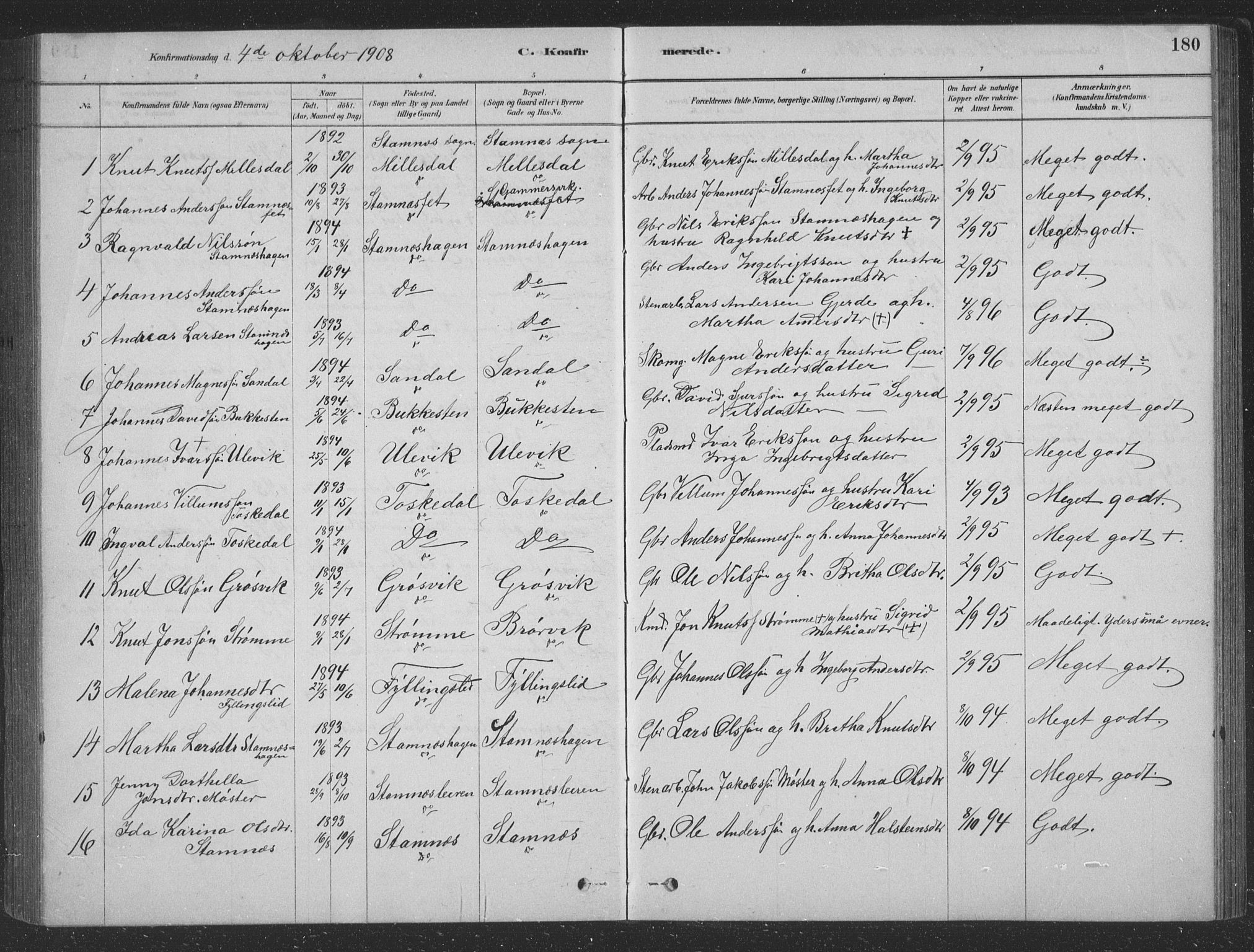Vaksdal Sokneprestembete, SAB/A-78901/H/Hab: Parish register (copy) no. D 1, 1878-1939, p. 180