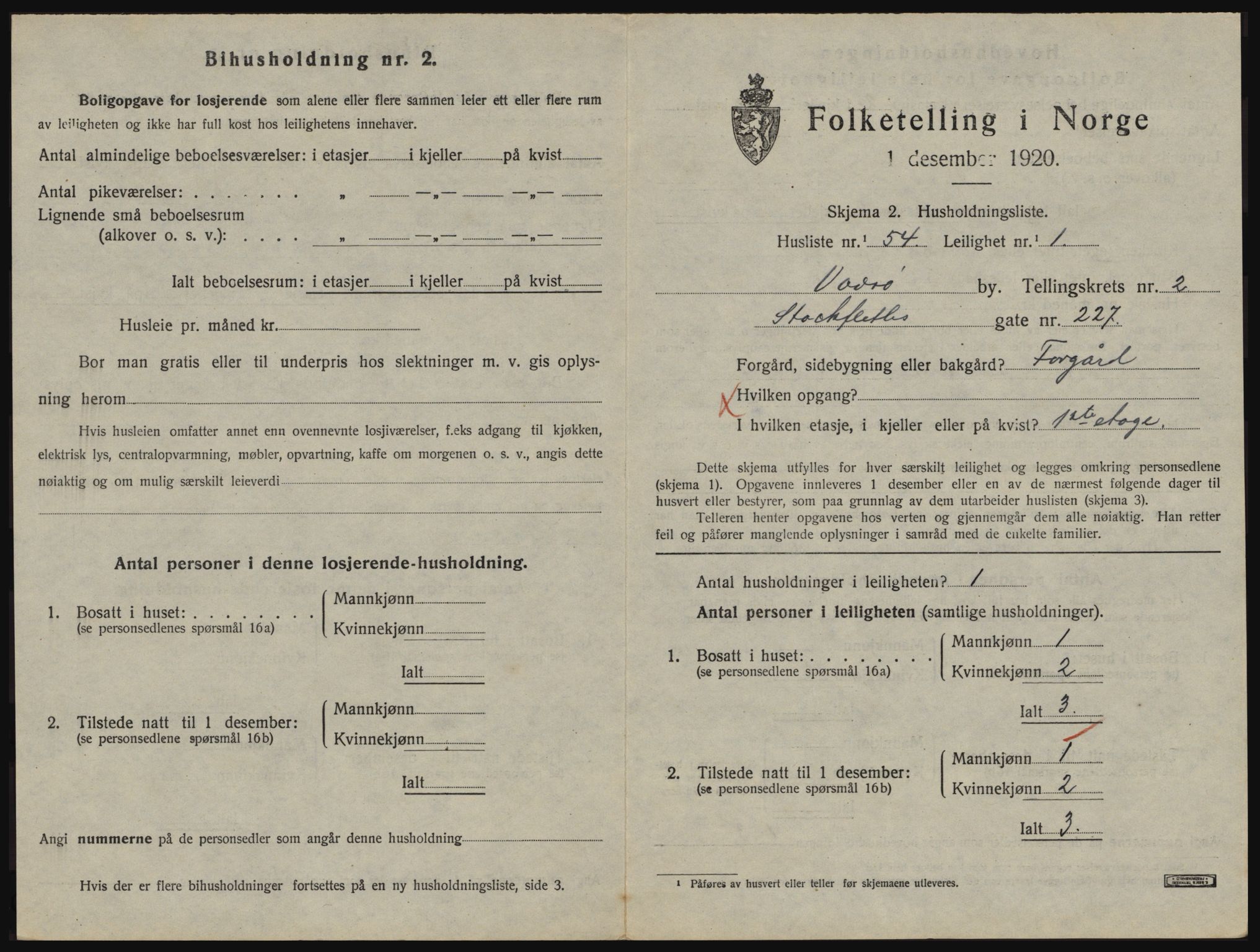 SATØ, 1920 census for Vadsø, 1920, p. 1122