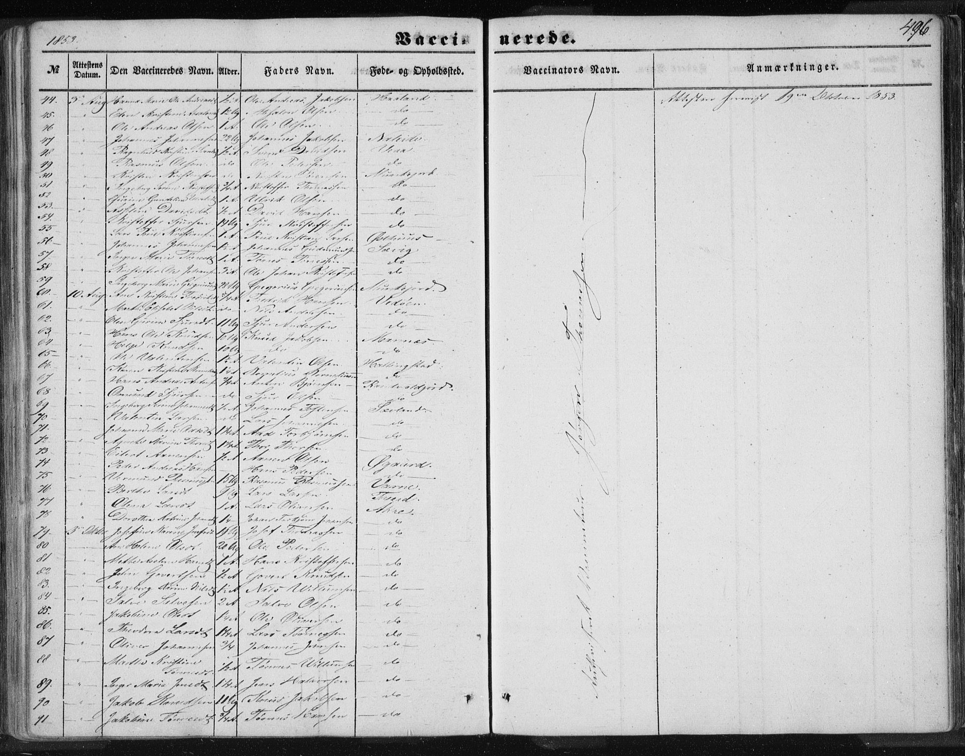 Skudenes sokneprestkontor, AV/SAST-A -101849/H/Ha/Haa/L0005: Parish register (official) no. A 3.2, 1847-1863, p. 496