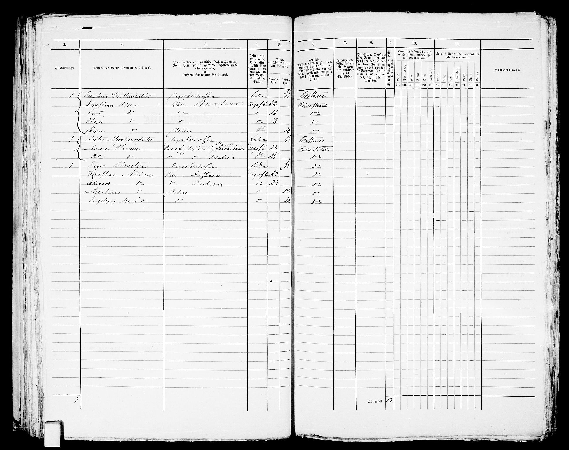 RA, 1865 census for Botne/Holmestrand, 1865, p. 162