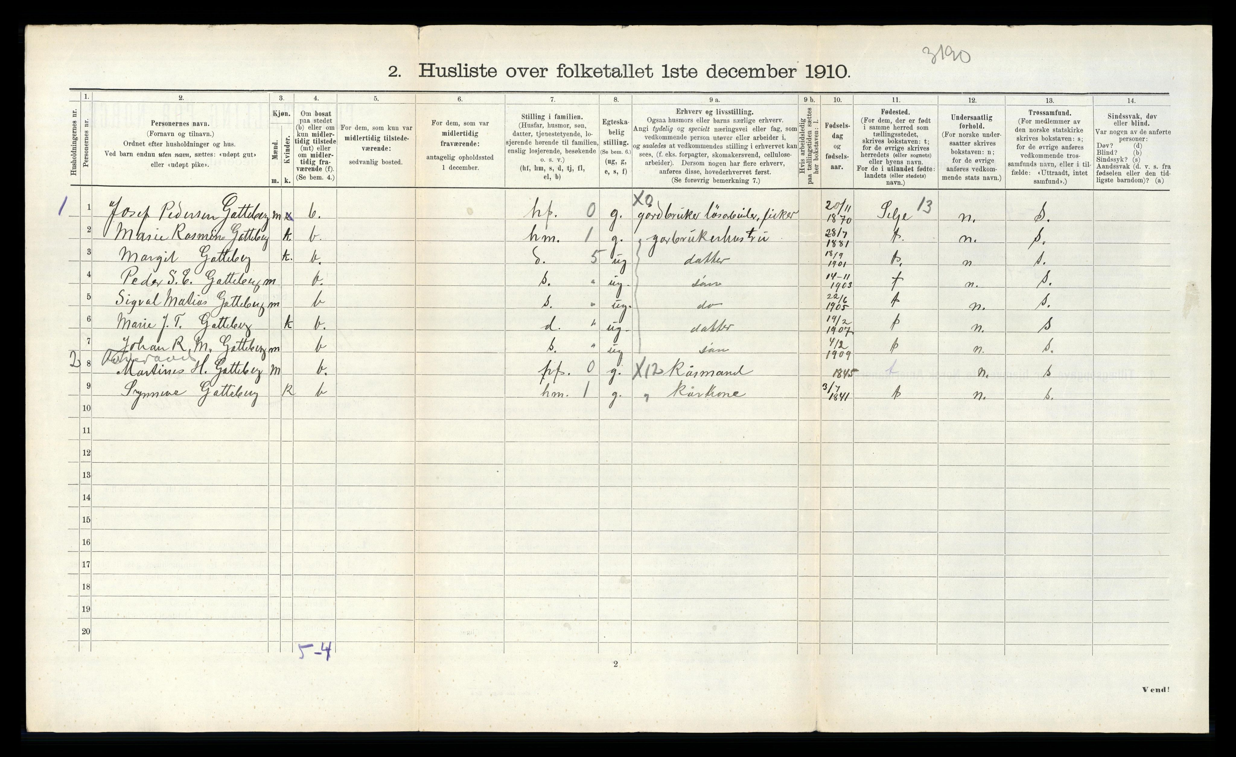 RA, 1910 census for Sør-Vågsøy, 1910, p. 307