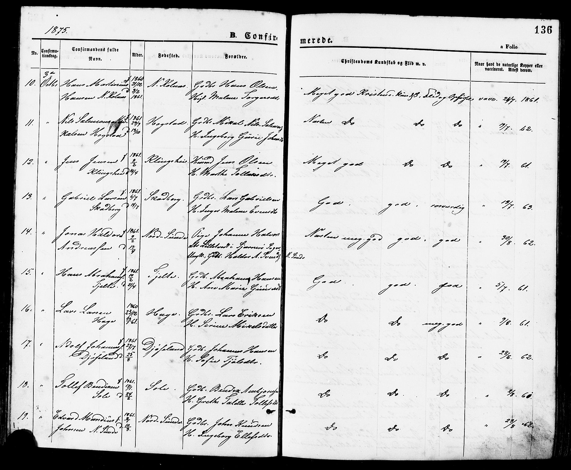 Håland sokneprestkontor, SAST/A-101802/001/30BA/L0009: Parish register (official) no. A 8, 1871-1882, p. 136