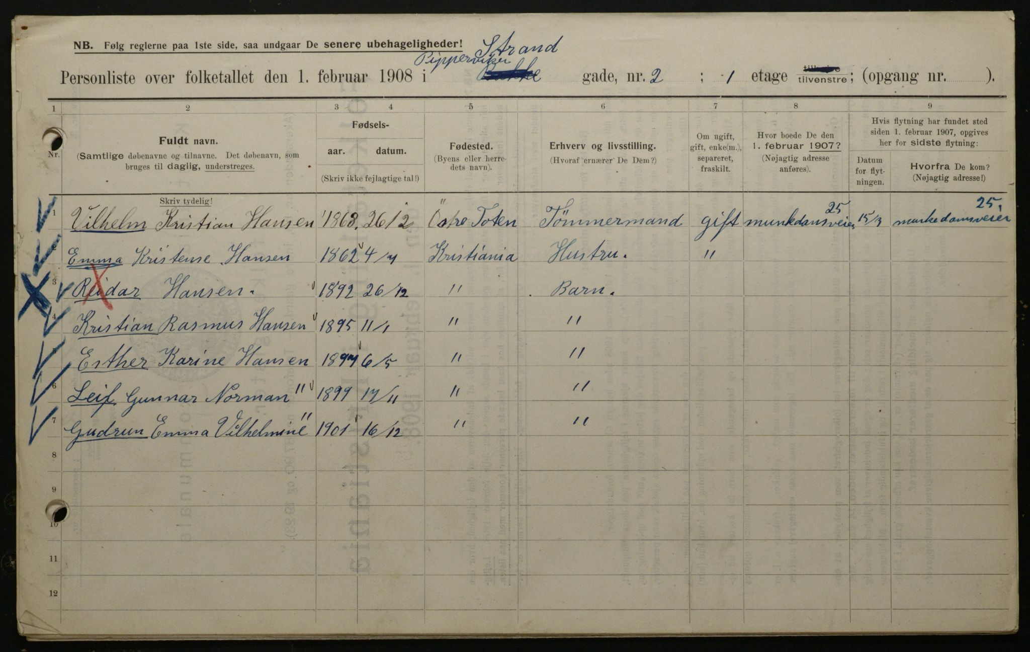 OBA, Municipal Census 1908 for Kristiania, 1908, p. 93223