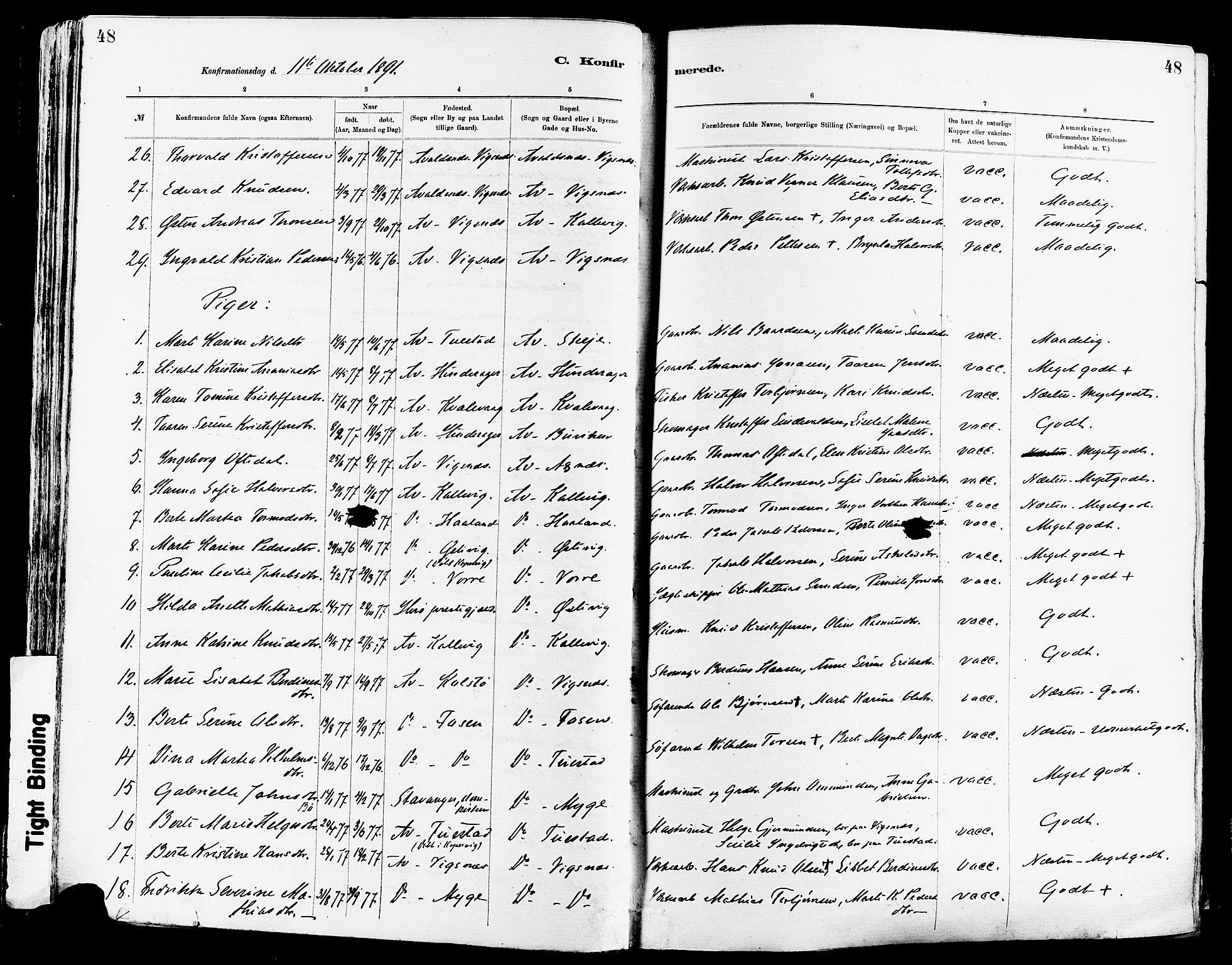 Avaldsnes sokneprestkontor, AV/SAST-A -101851/H/Ha/Haa/L0015: Parish register (official) no. A 15, 1880-1906, p. 48