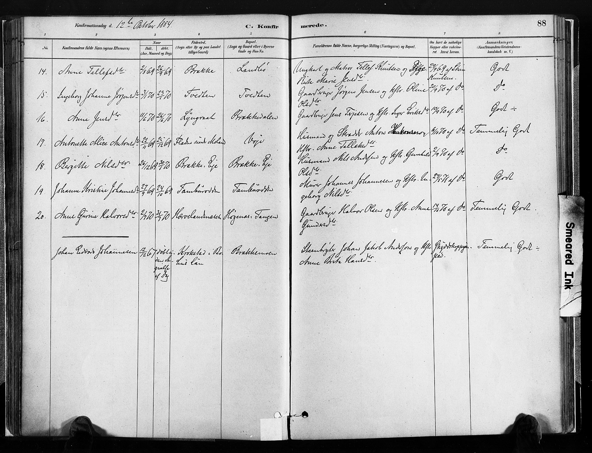 Austre Moland sokneprestkontor, SAK/1111-0001/F/Fa/Faa/L0010: Parish register (official) no. A 10, 1880-1904, p. 88