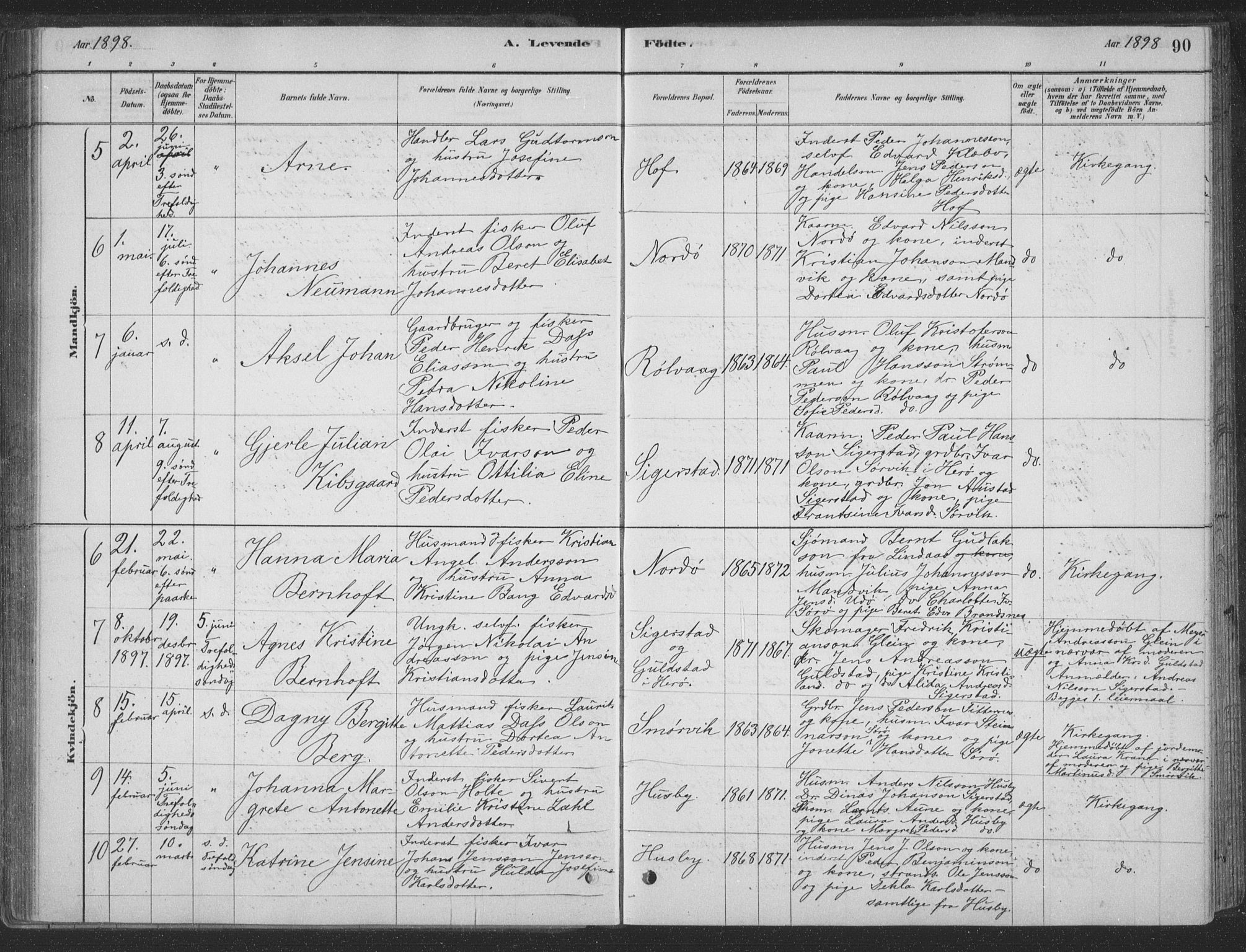 Ministerialprotokoller, klokkerbøker og fødselsregistre - Nordland, AV/SAT-A-1459/835/L0532: Parish register (copy) no. 835C04, 1880-1905, p. 90