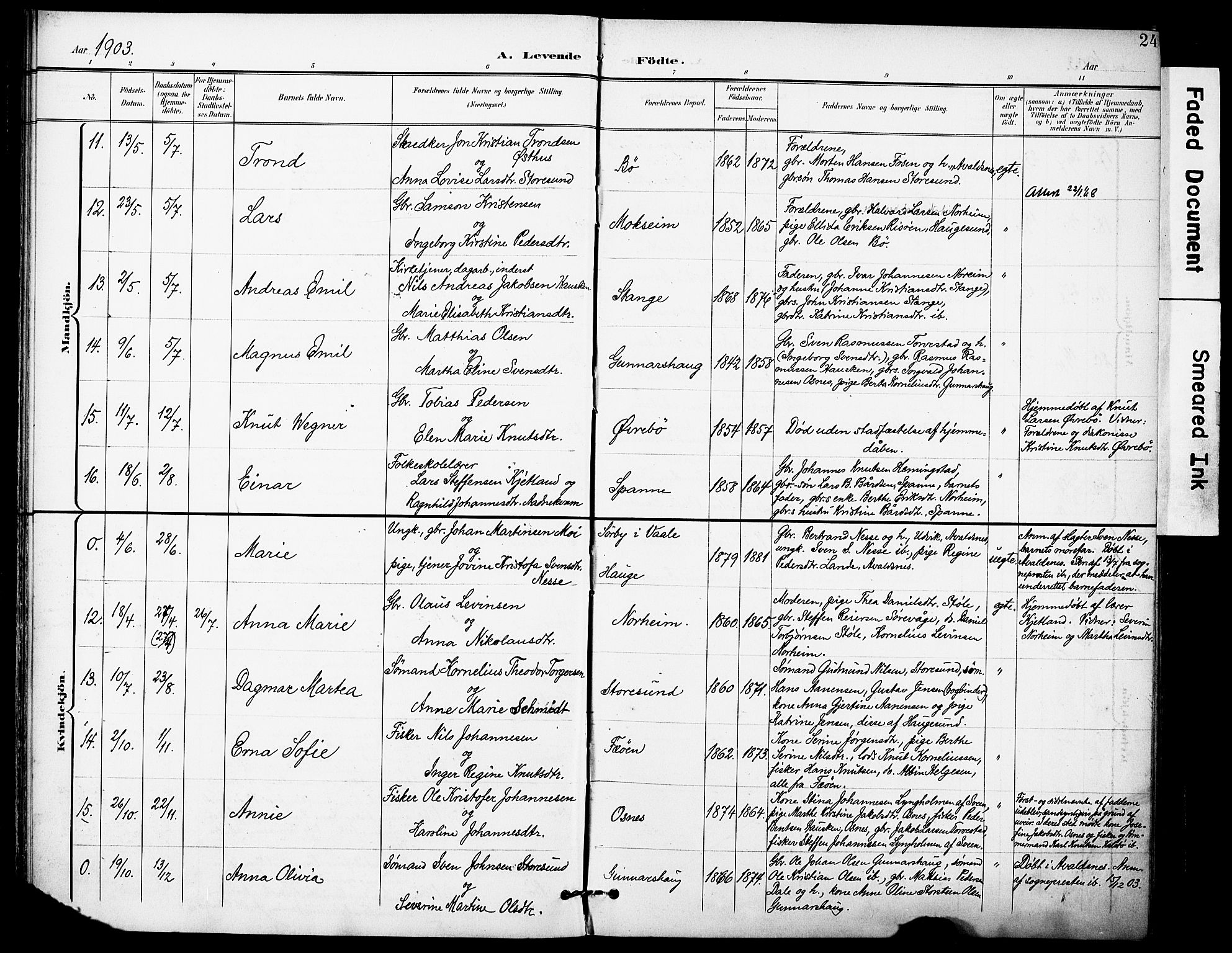 Torvastad sokneprestkontor, AV/SAST-A -101857/H/Ha/Haa/L0017: Parish register (official) no. A 16, 1899-1911, p. 24