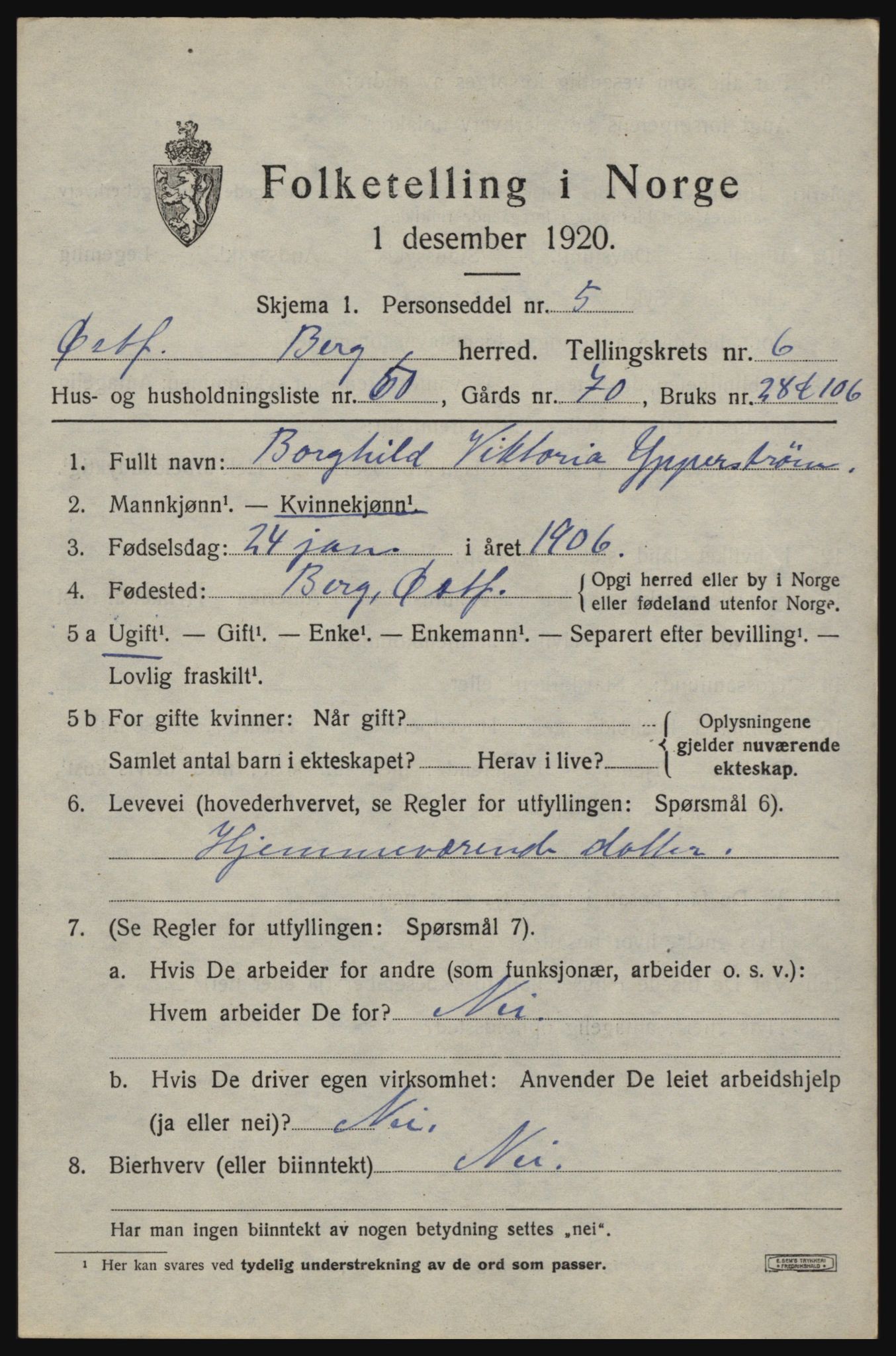 SAO, 1920 census for Berg, 1920, p. 11233