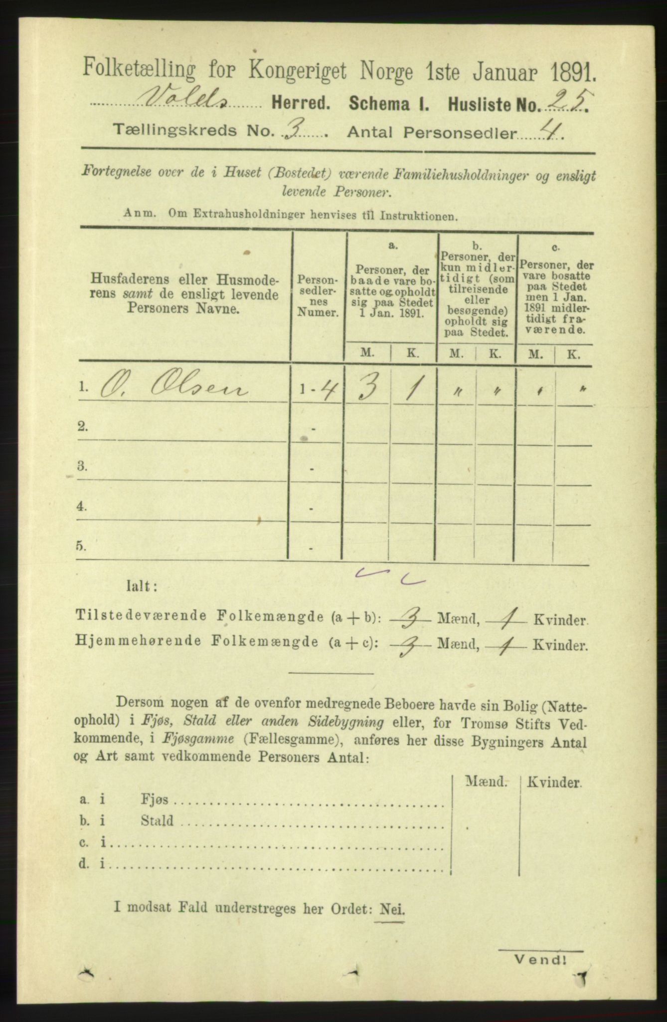 RA, 1891 census for 1537 Voll, 1891, p. 937