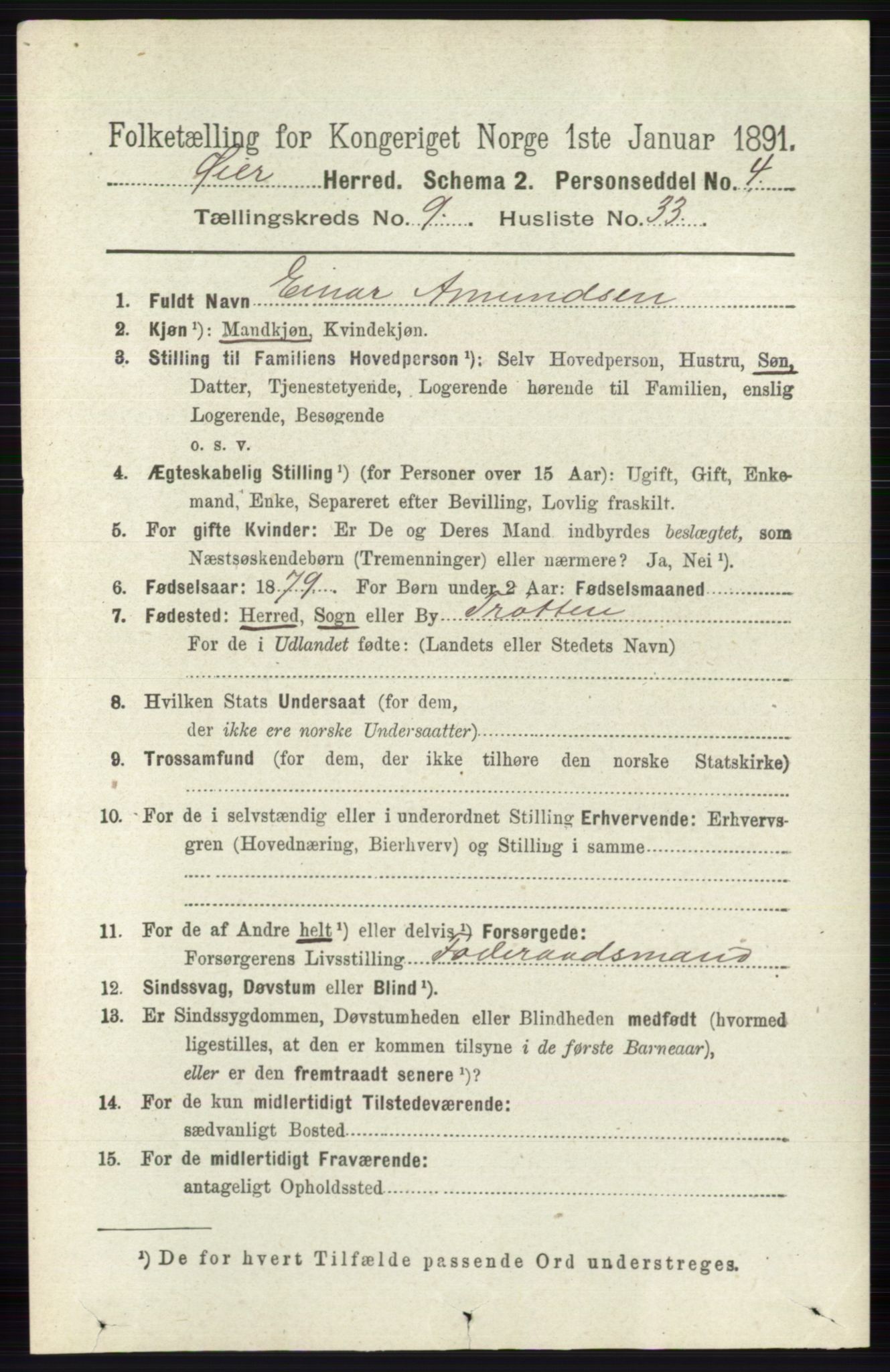 RA, 1891 census for 0521 Øyer, 1891, p. 3307