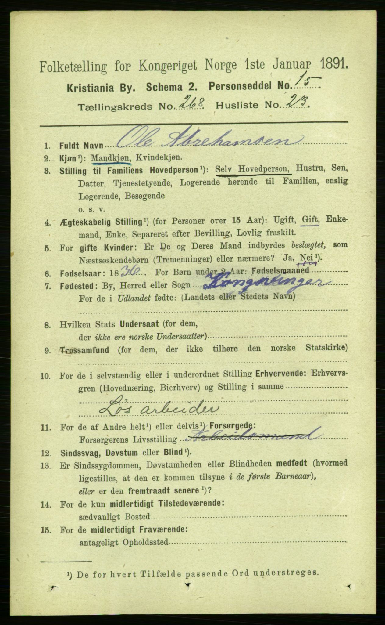 RA, 1891 census for 0301 Kristiania, 1891, p. 162757