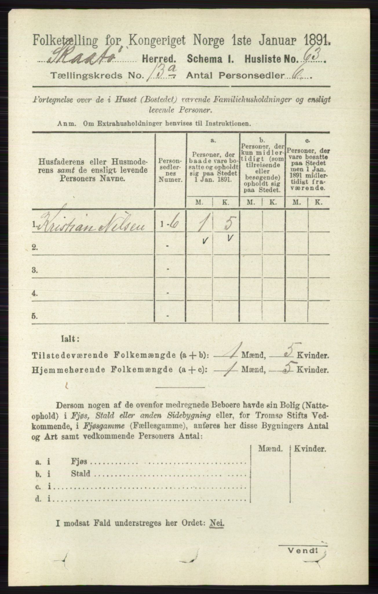 RA, 1891 census for 0815 Skåtøy, 1891, p. 4444