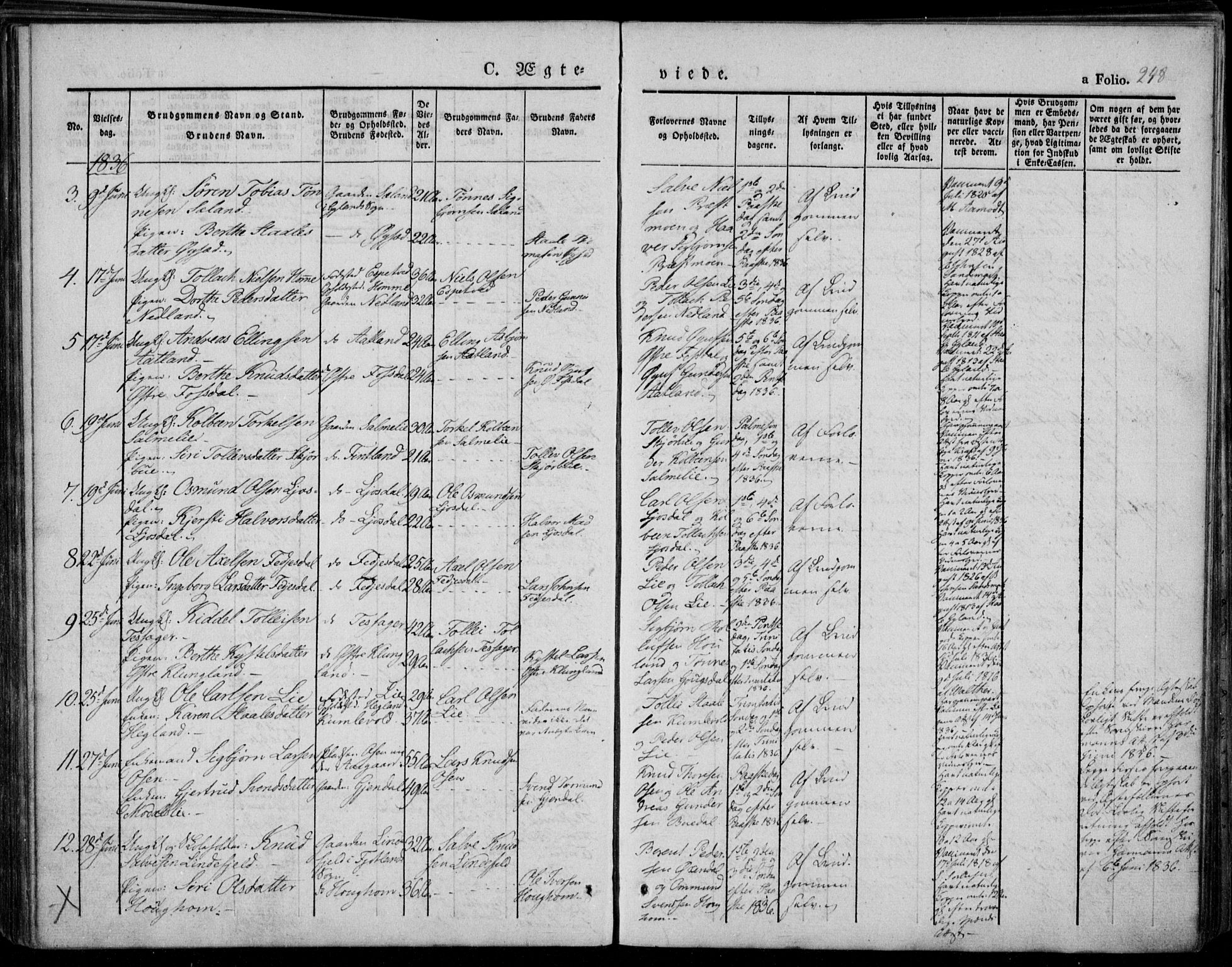 Bakke sokneprestkontor, AV/SAK-1111-0002/F/Fa/Faa/L0004: Parish register (official) no. A 4, 1834-1846, p. 248