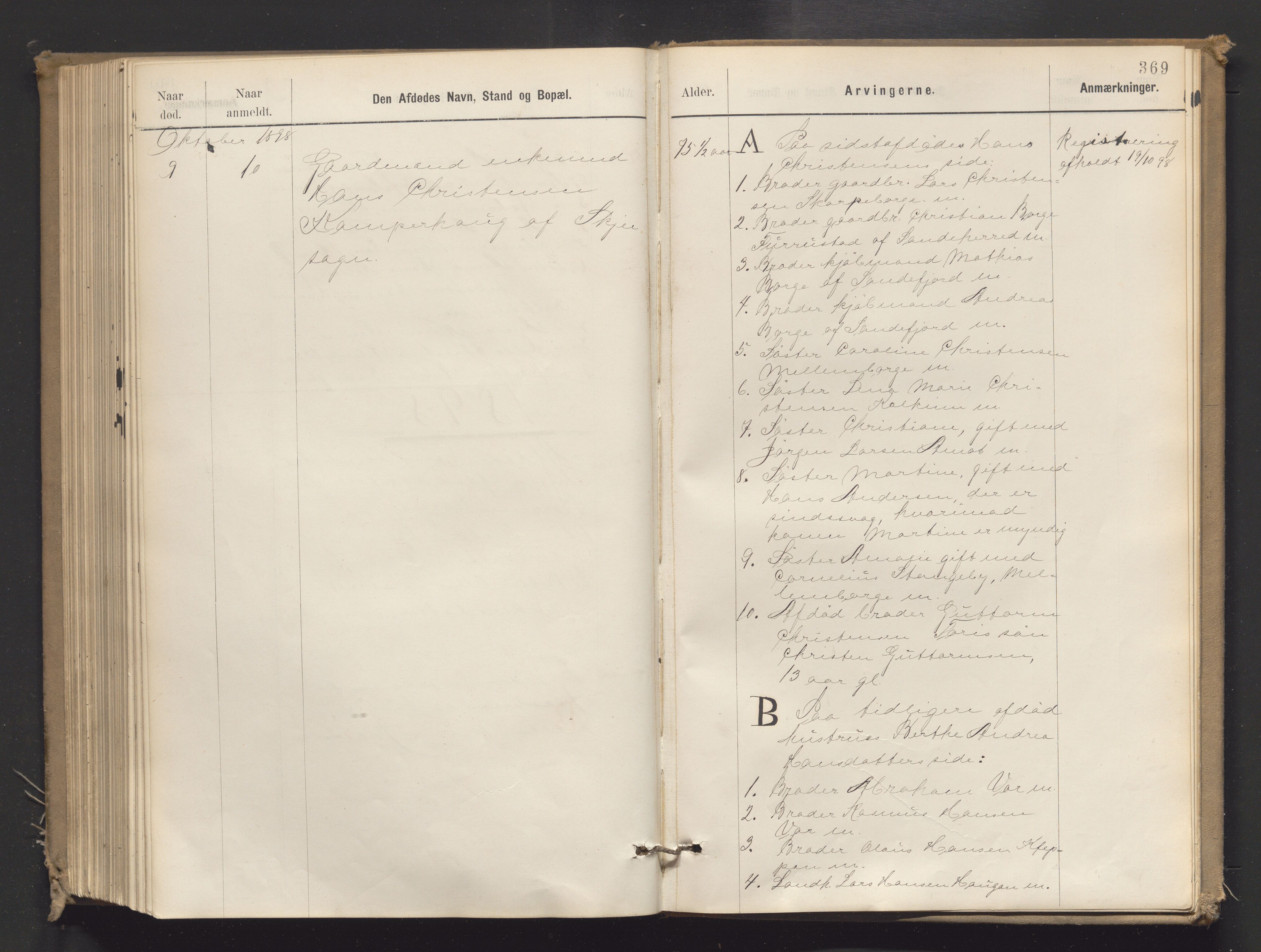 Søndre Jarlsberg sorenskriveri, AV/SAKO-A-129/H/Ha/Hab/L0005: Dødsmeldingsprotokoll, 1884-1902, p. 369