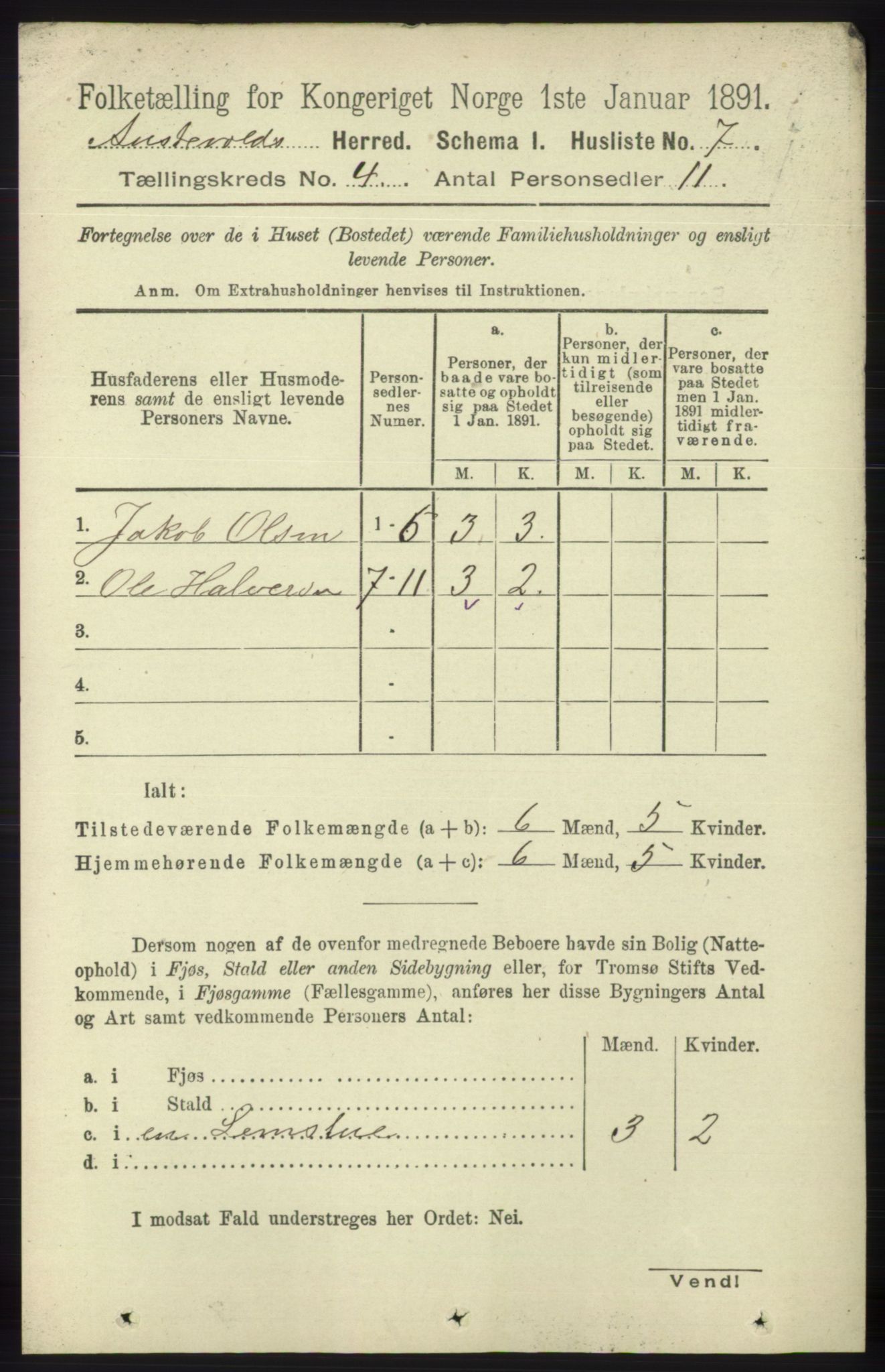 RA, 1891 census for 1244 Austevoll, 1891, p. 1337