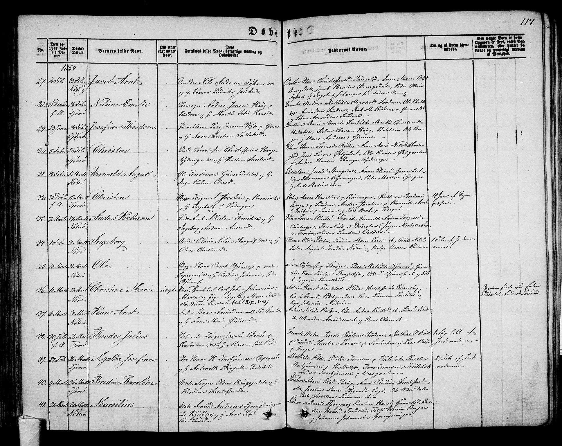 Nøtterøy kirkebøker, AV/SAKO-A-354/G/Ga/L0001: Parish register (copy) no. I 1, 1844-1859, p. 117