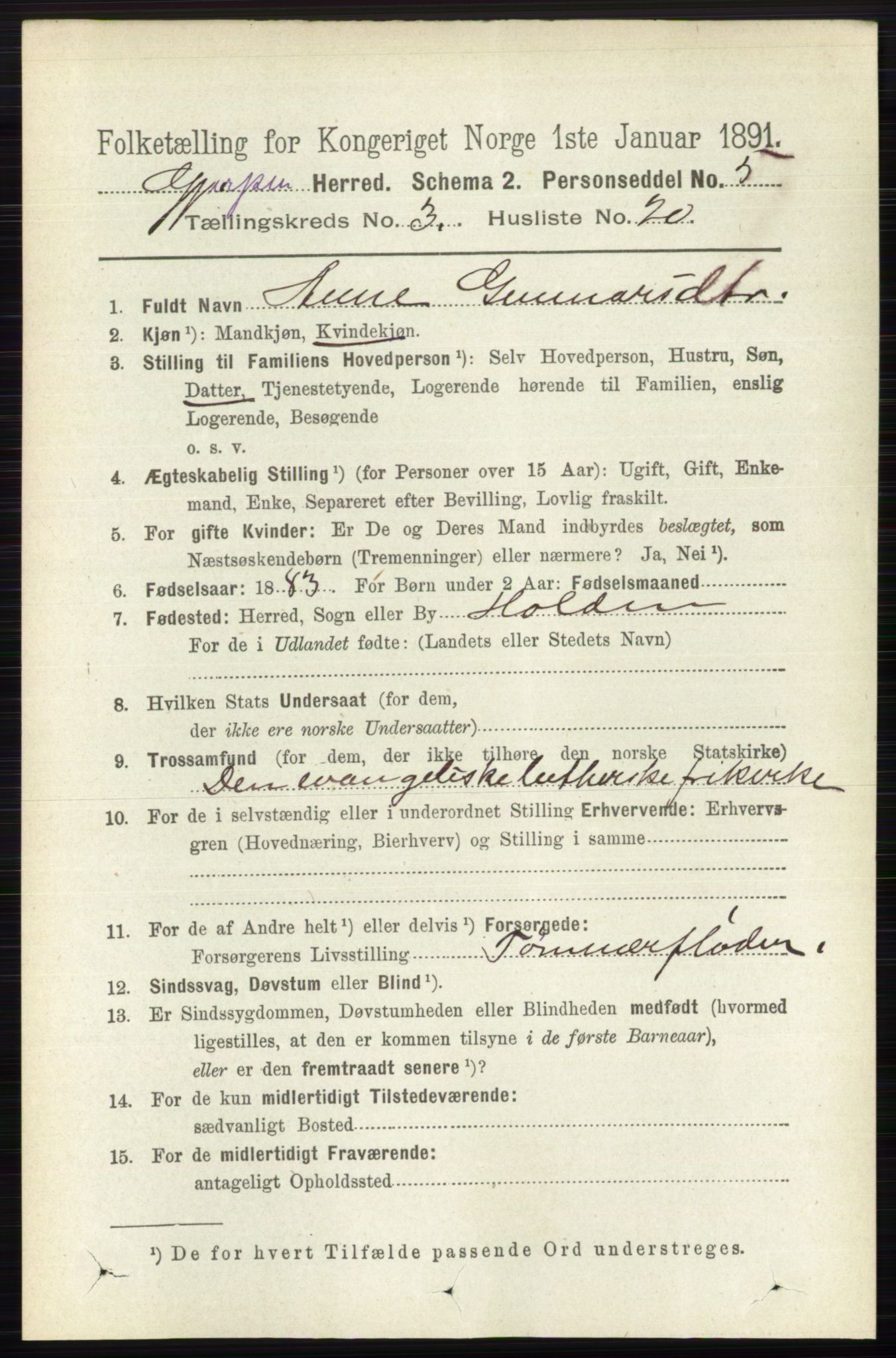 RA, 1891 census for 0812 Gjerpen, 1891, p. 1620